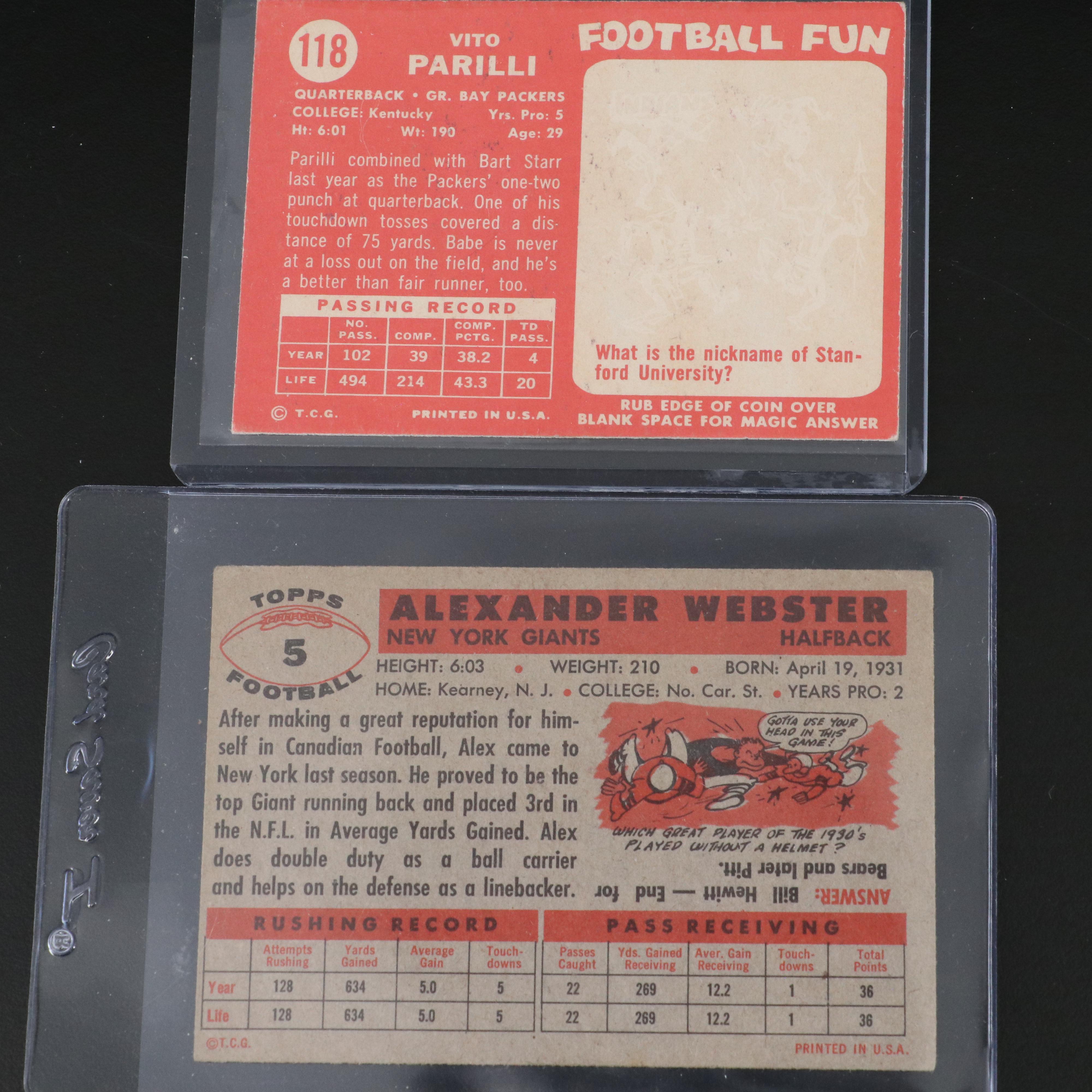 1972 Roger Staubach Rookie Vinyl Sticker with Other Football Cards, 1950s-1970s