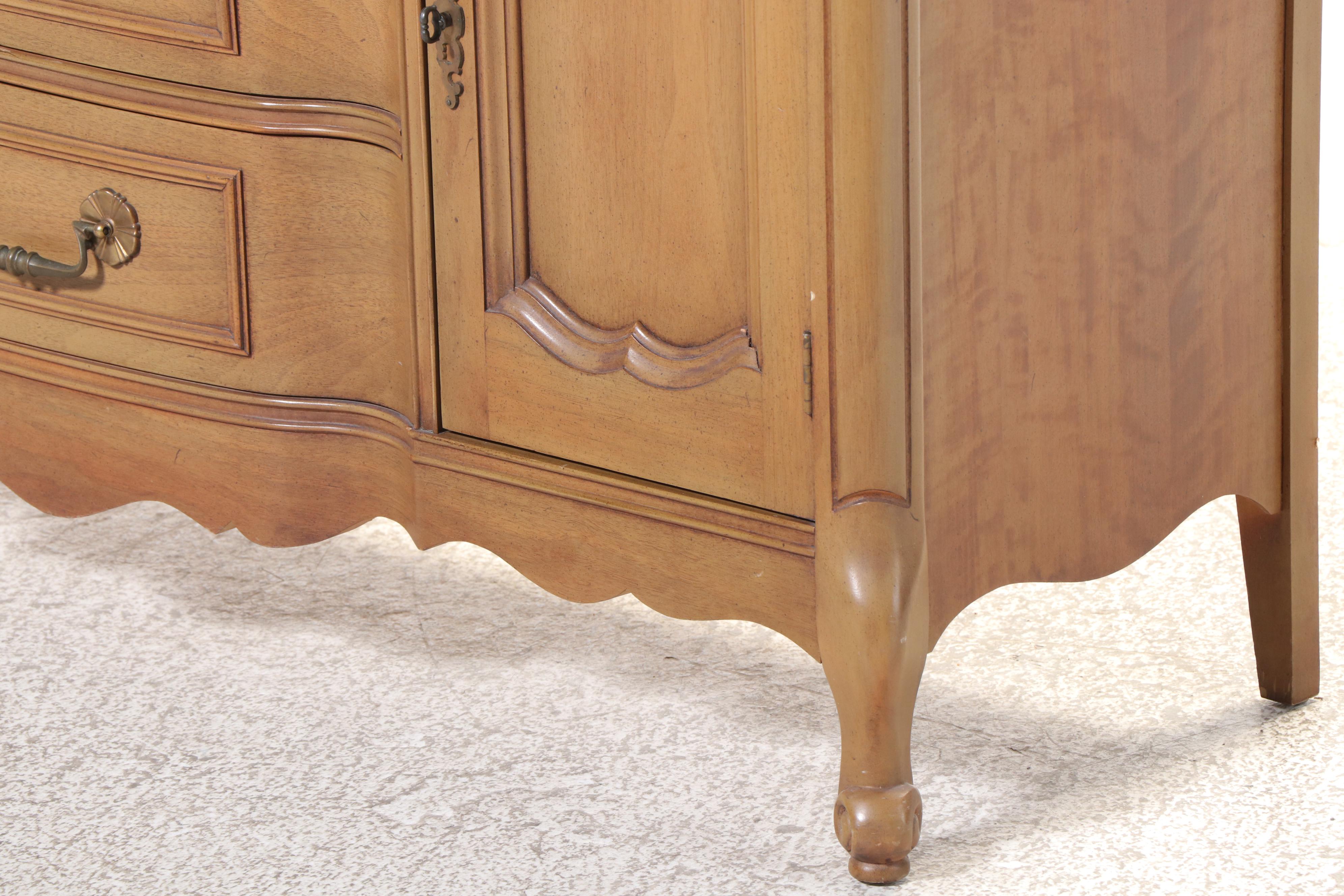 French Provincial Style Walnut Serpentine-Front China Cabinet