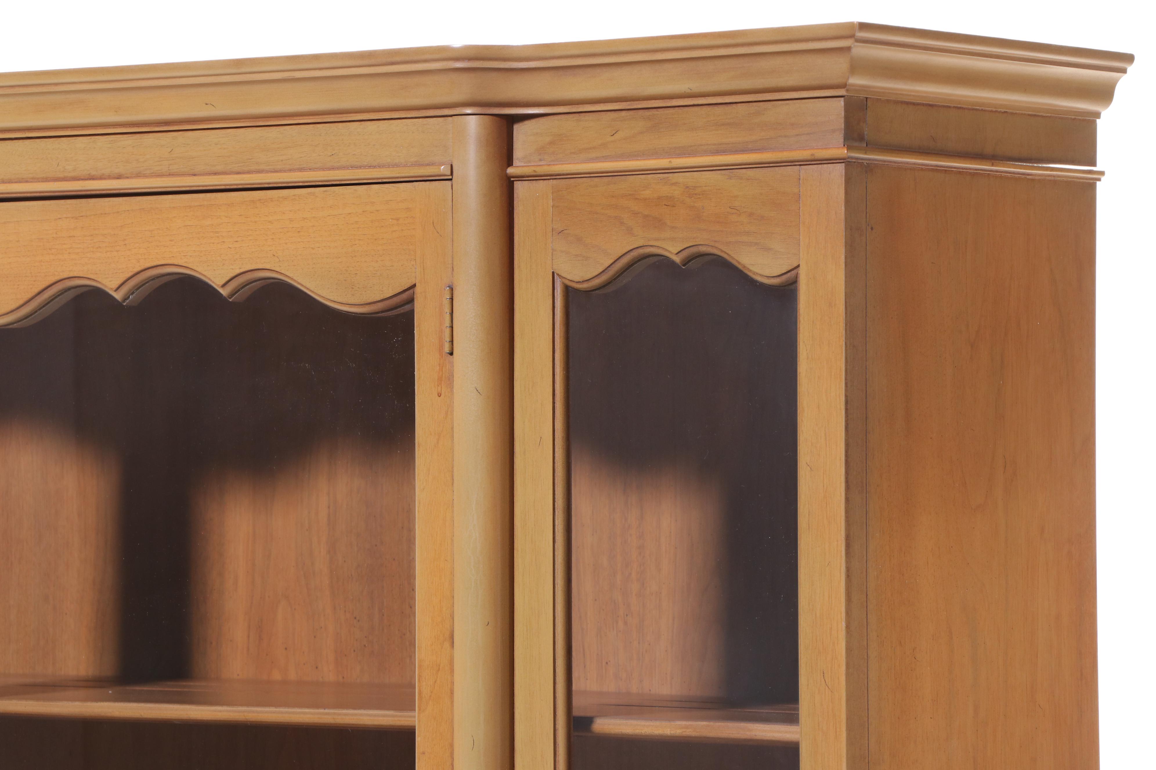 French Provincial Style Walnut Serpentine-Front China Cabinet