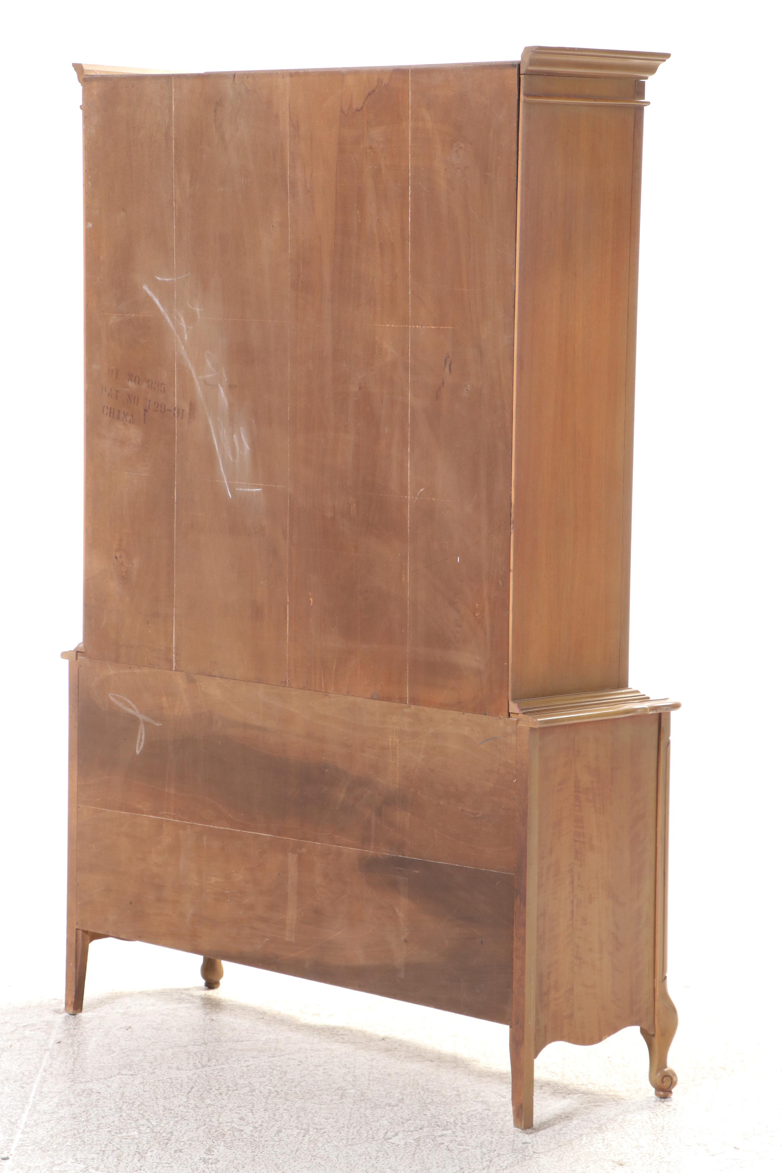 French Provincial Style Walnut Serpentine-Front China Cabinet