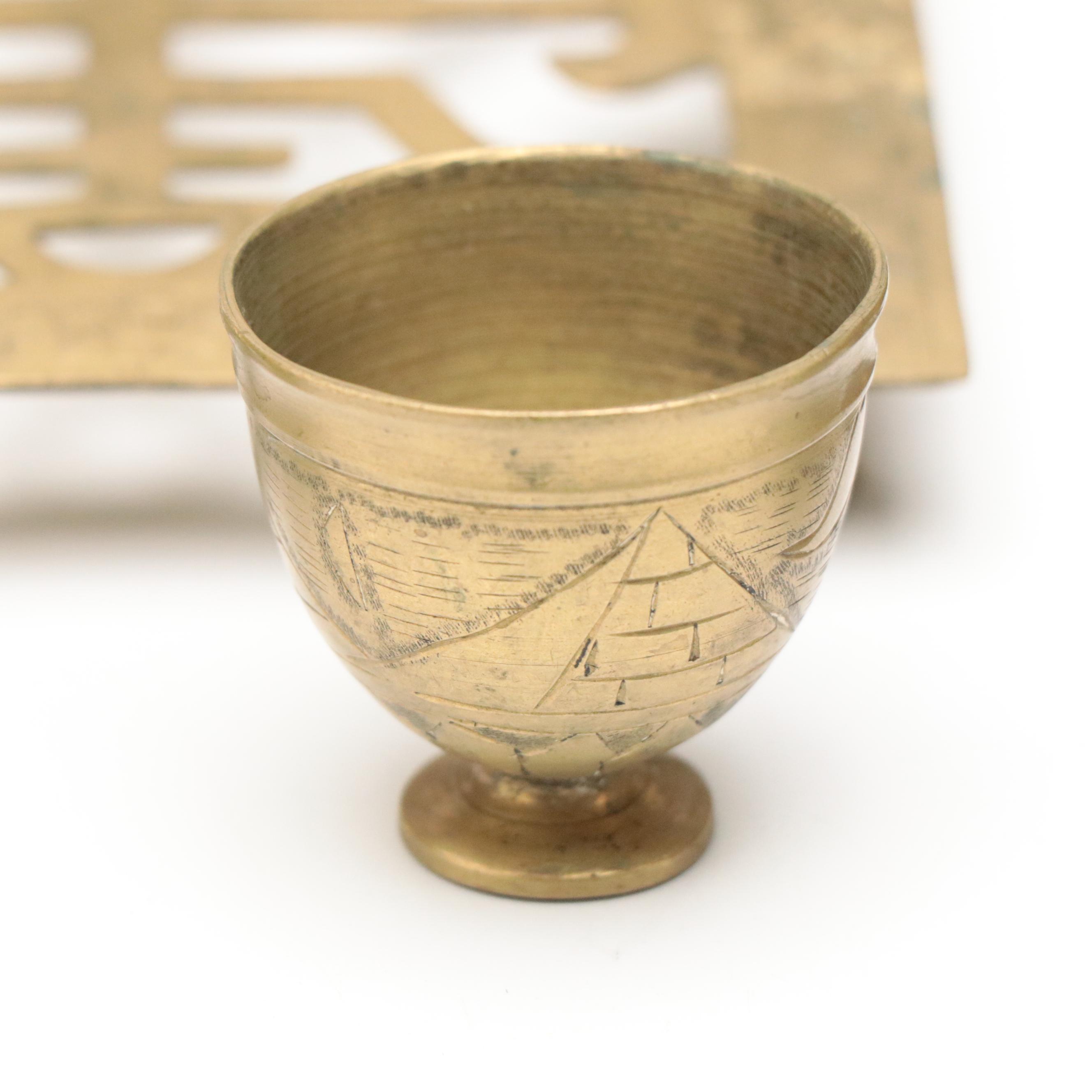 Brass Candelabra with Turkish Coffee Pot, Trays and Trivets, More