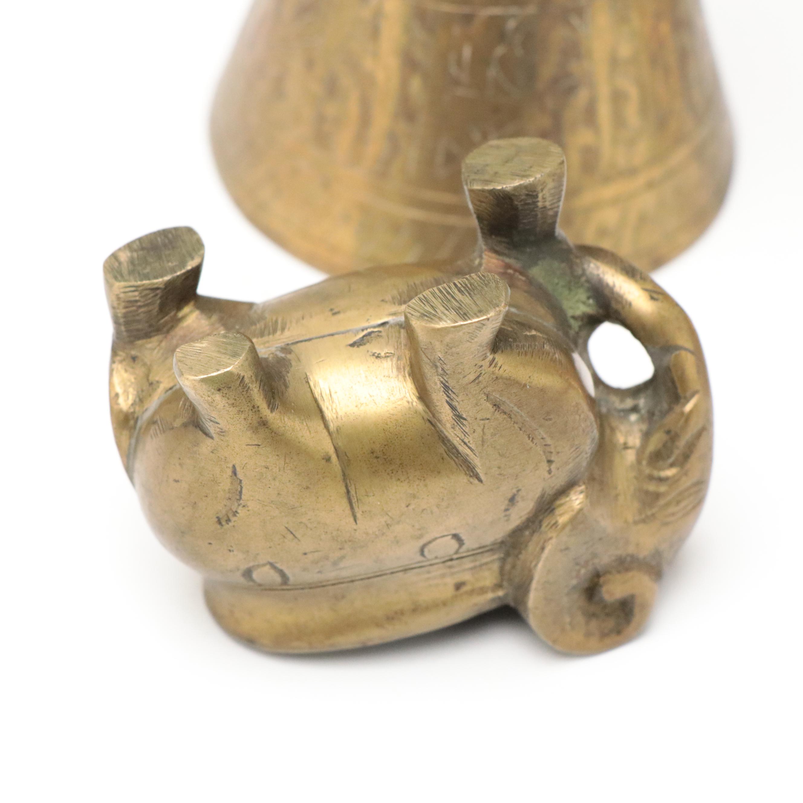 Brass Candelabra with Turkish Coffee Pot, Trays and Trivets, More