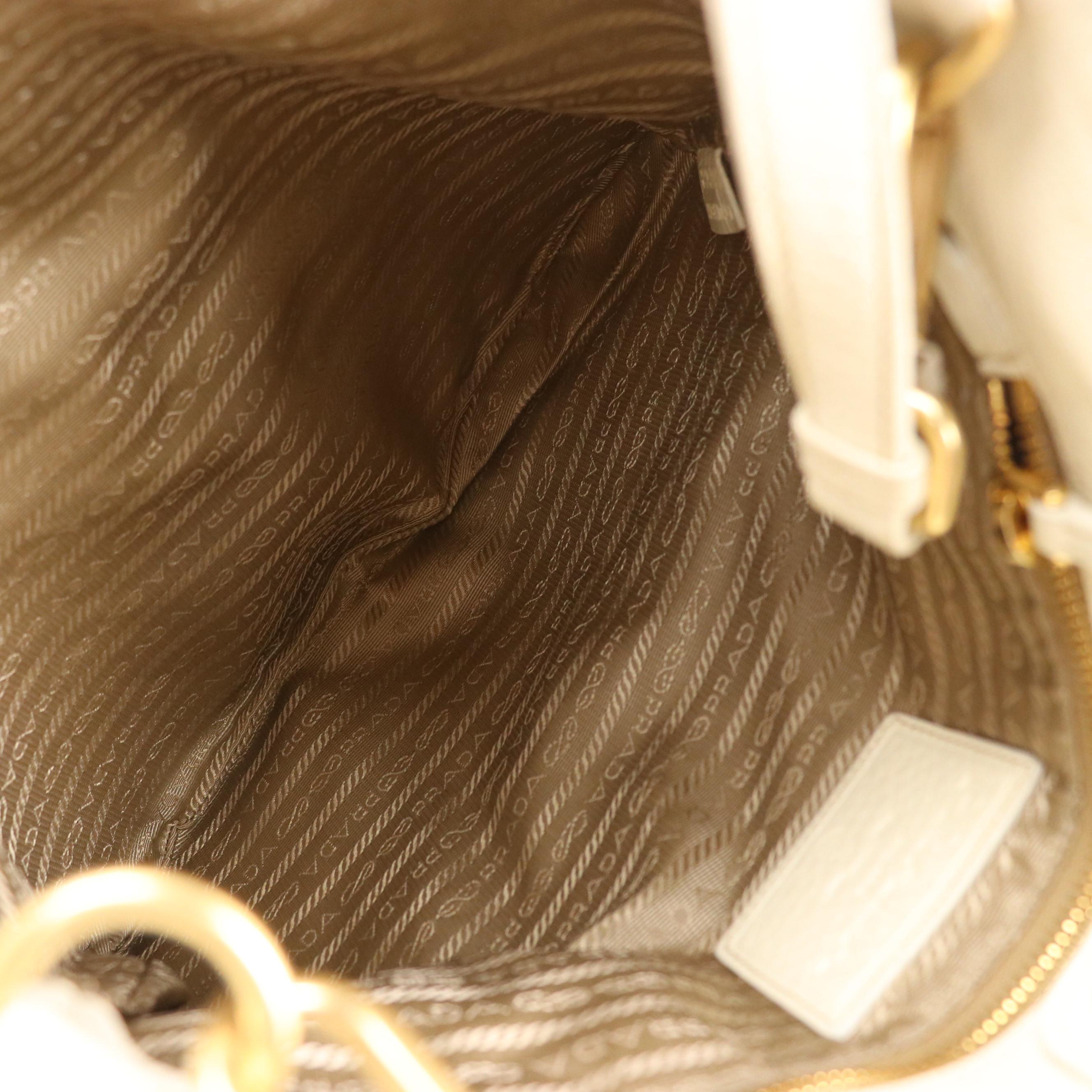 Prada Logo Canvas/Studded Leather Two-Way Bag