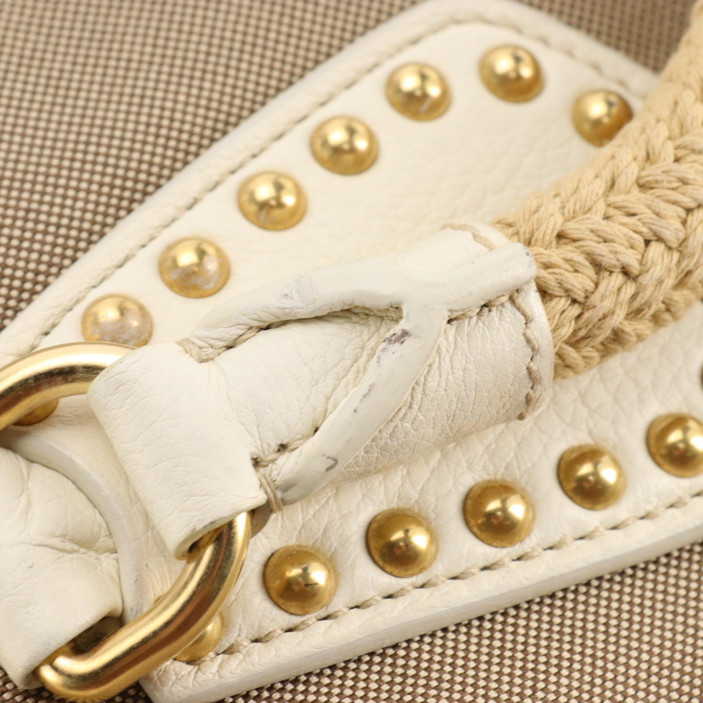 Prada Logo Canvas/Studded Leather Two-Way Bag