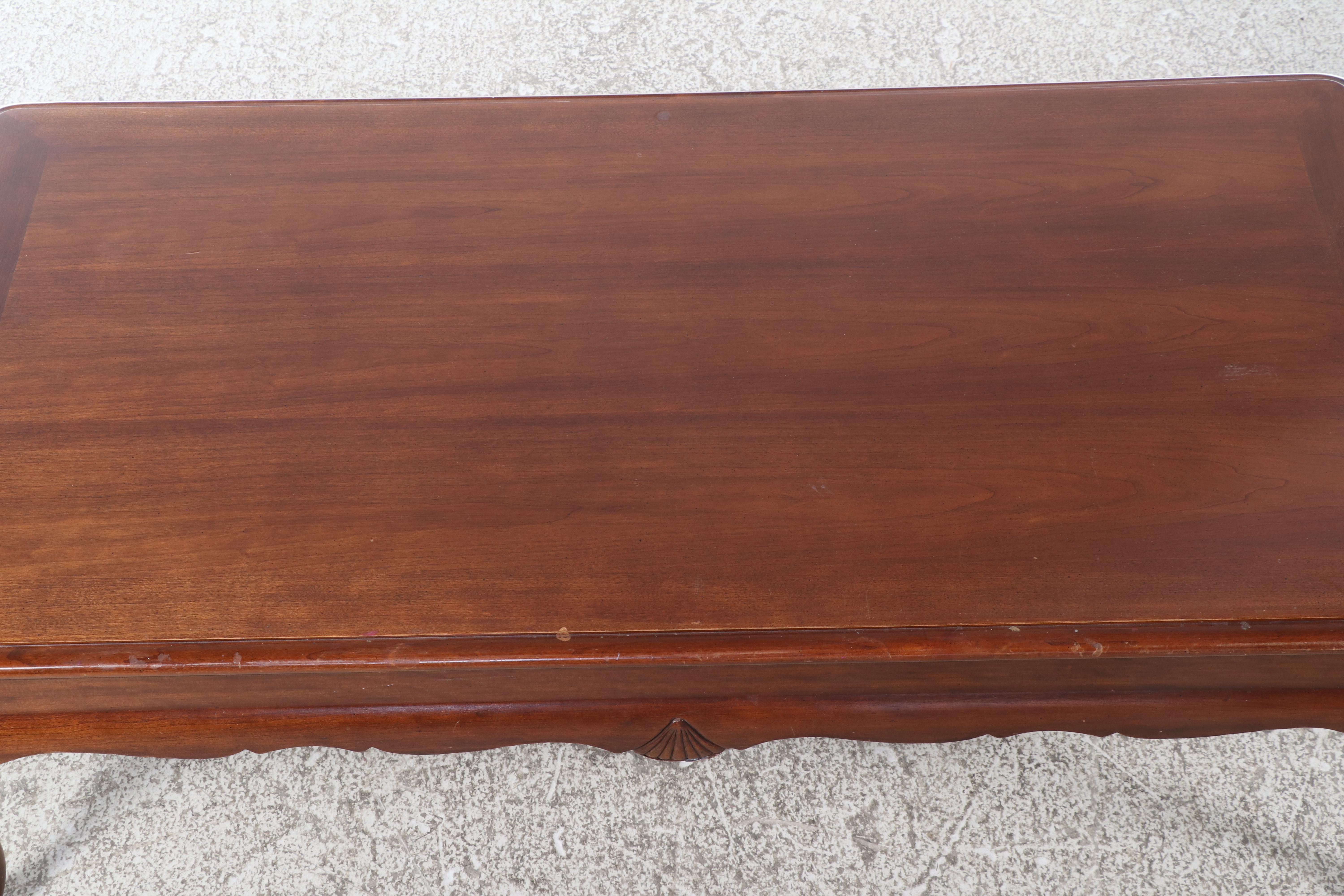 Thomasville Queen Anne Style Walnut Finish Side and Coffee Tables