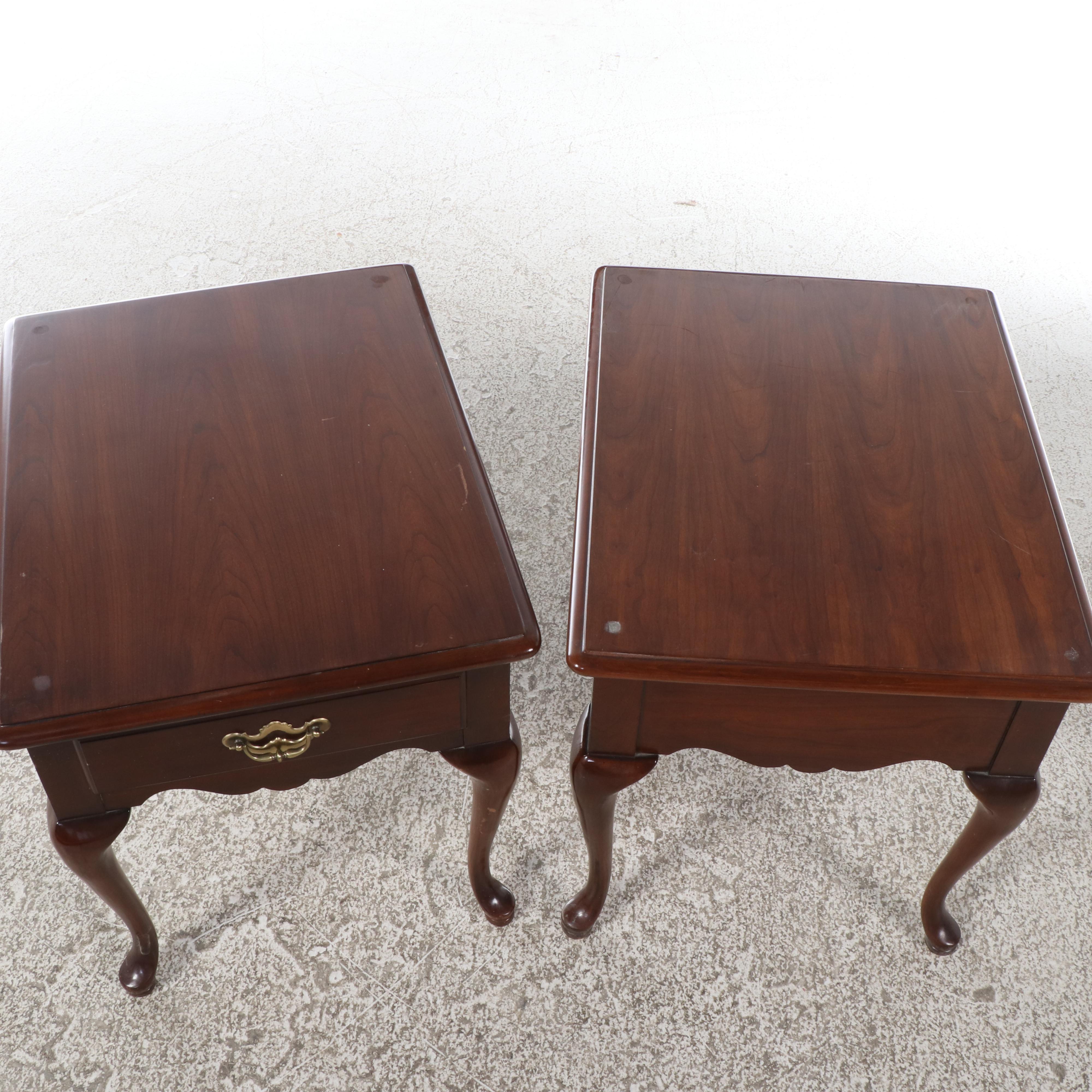 Thomasville Queen Anne Style Walnut Finish Side and Coffee Tables