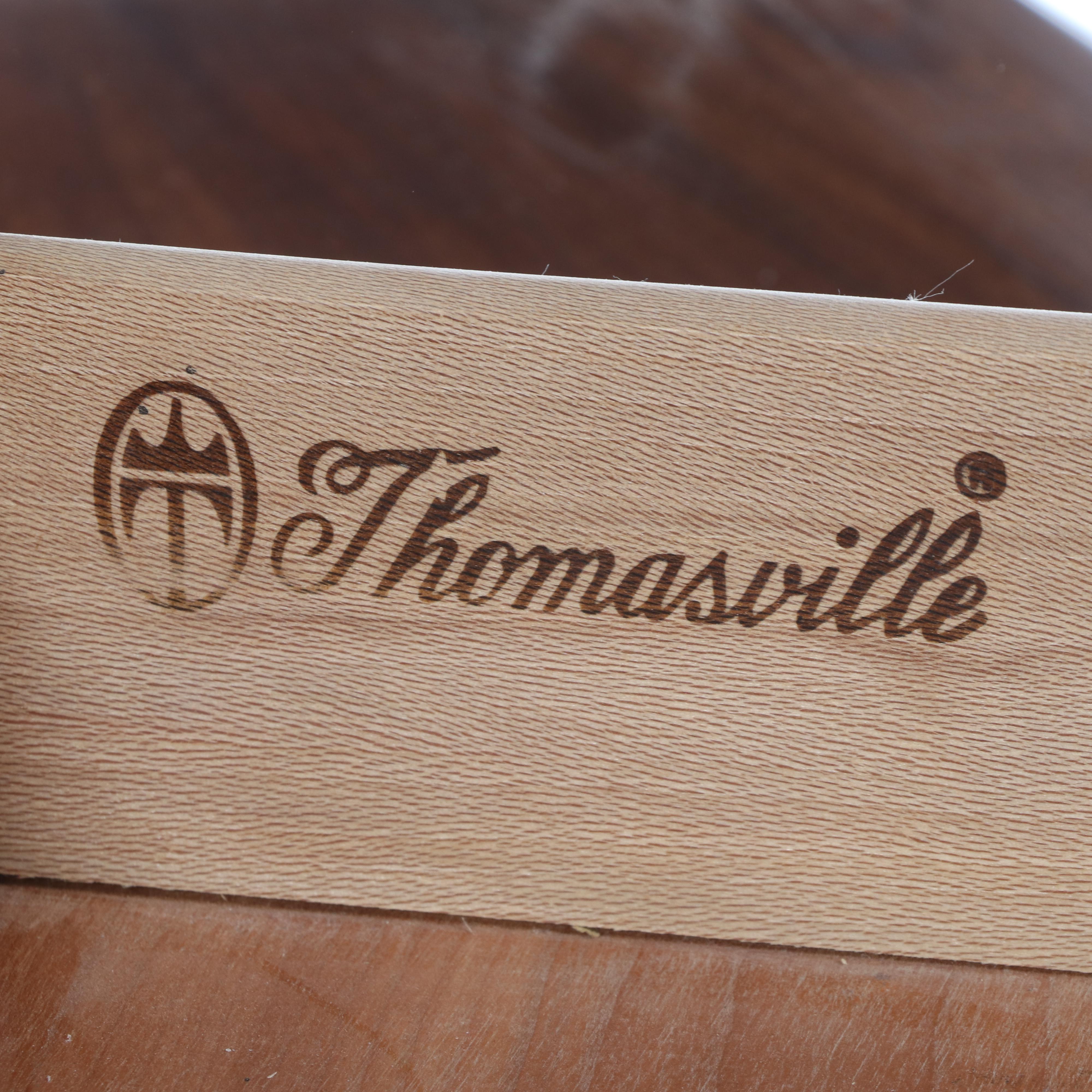 Thomasville Queen Anne Style Walnut Finish Side and Coffee Tables