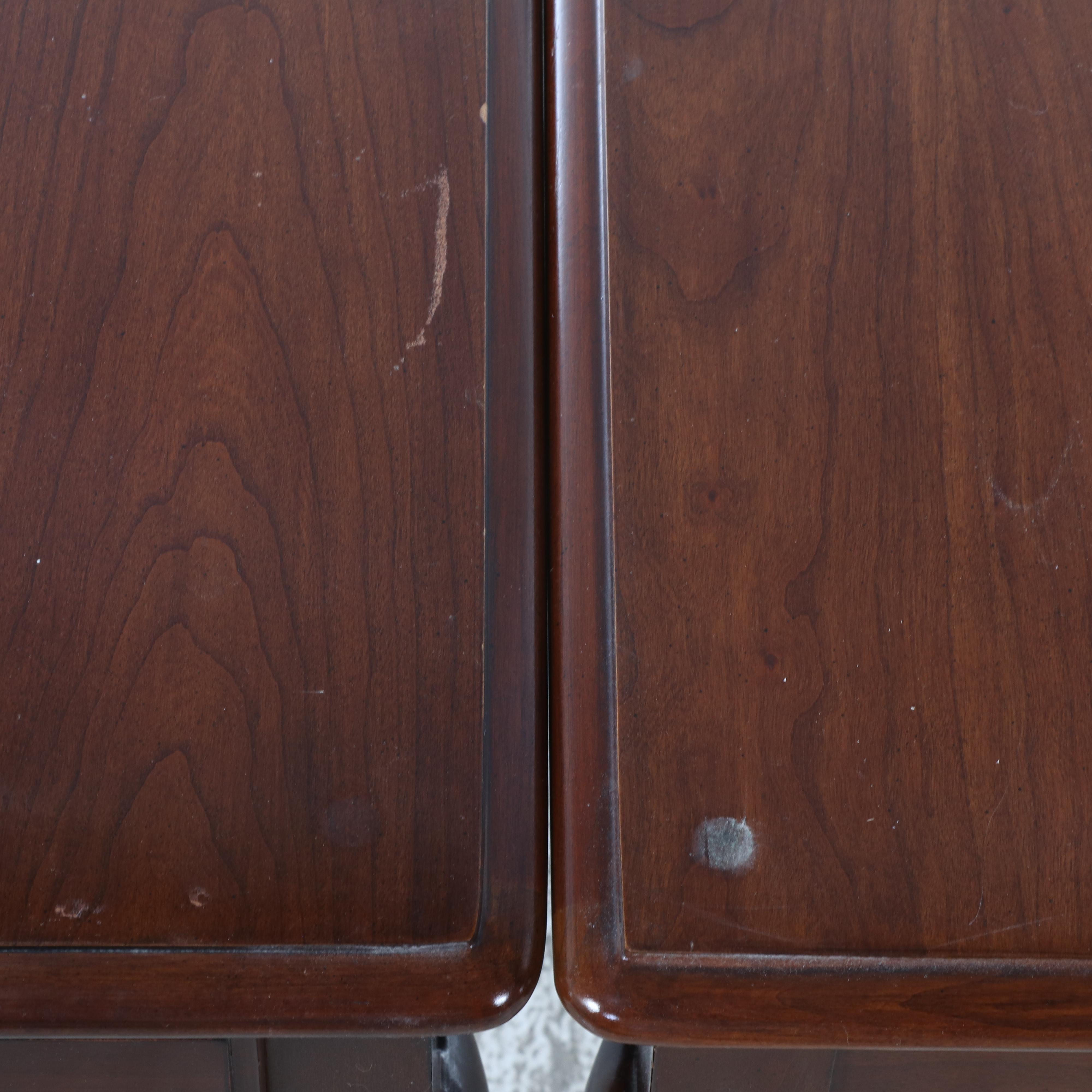 Thomasville Queen Anne Style Walnut Finish Side and Coffee Tables