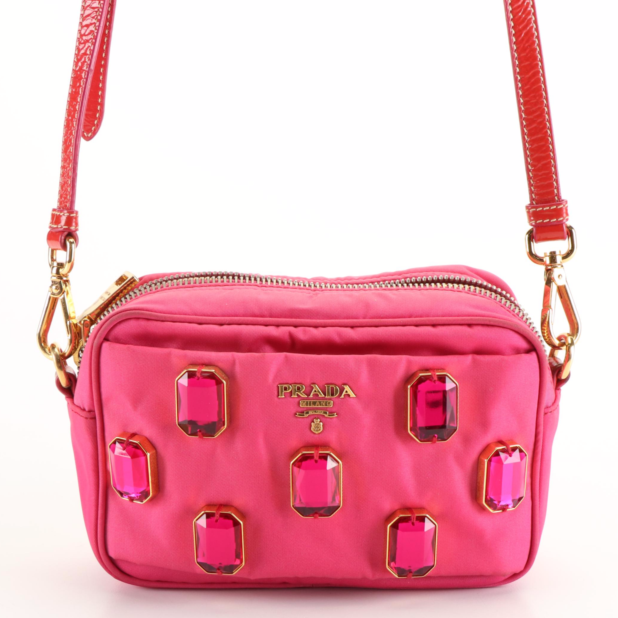 Prada Crossbody Camera Bag in Bejeweled Fuxia Tessuto Nylon