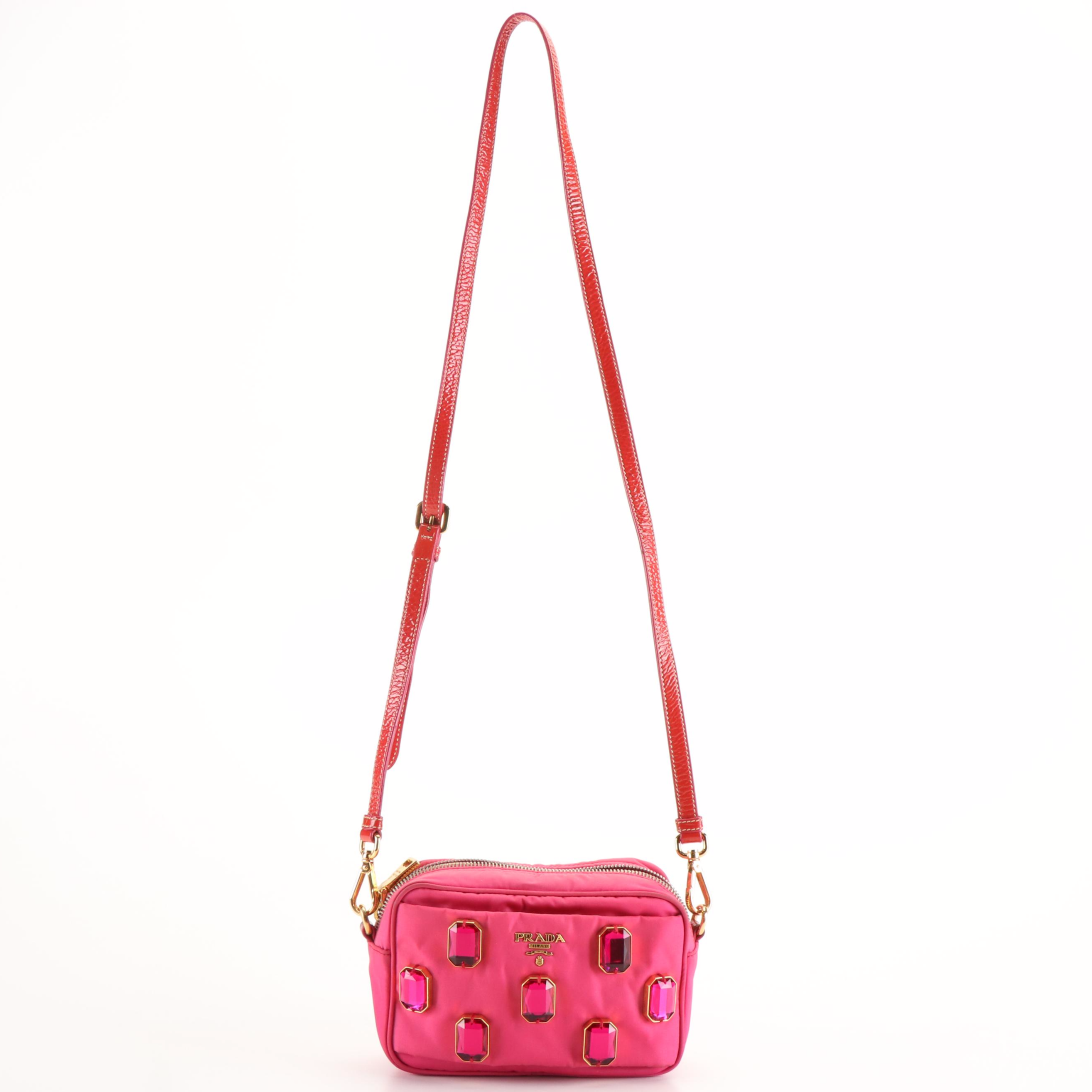 Prada Crossbody Camera Bag in Bejeweled Fuxia Tessuto Nylon