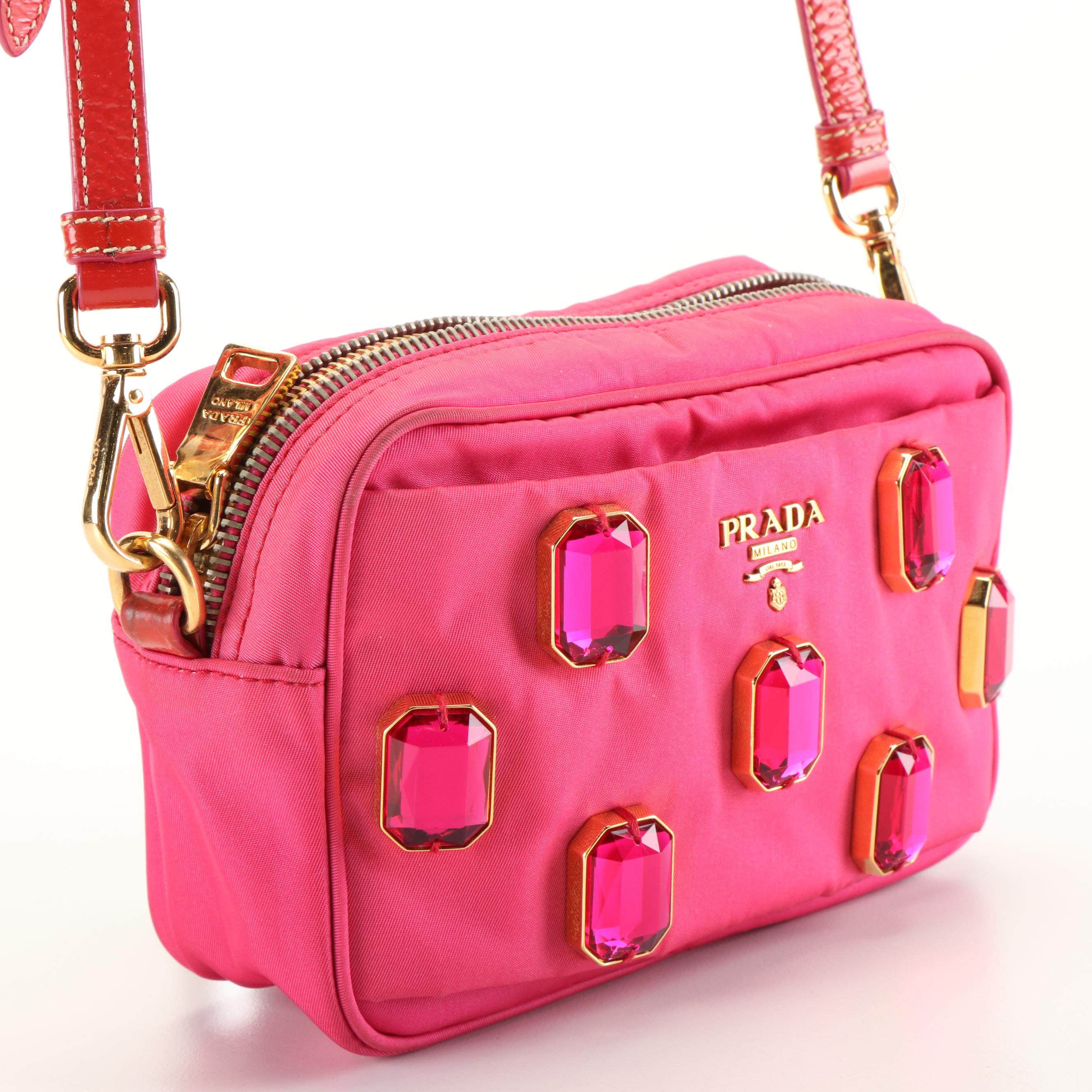 Prada Crossbody Camera Bag in Bejeweled Fuxia Tessuto Nylon