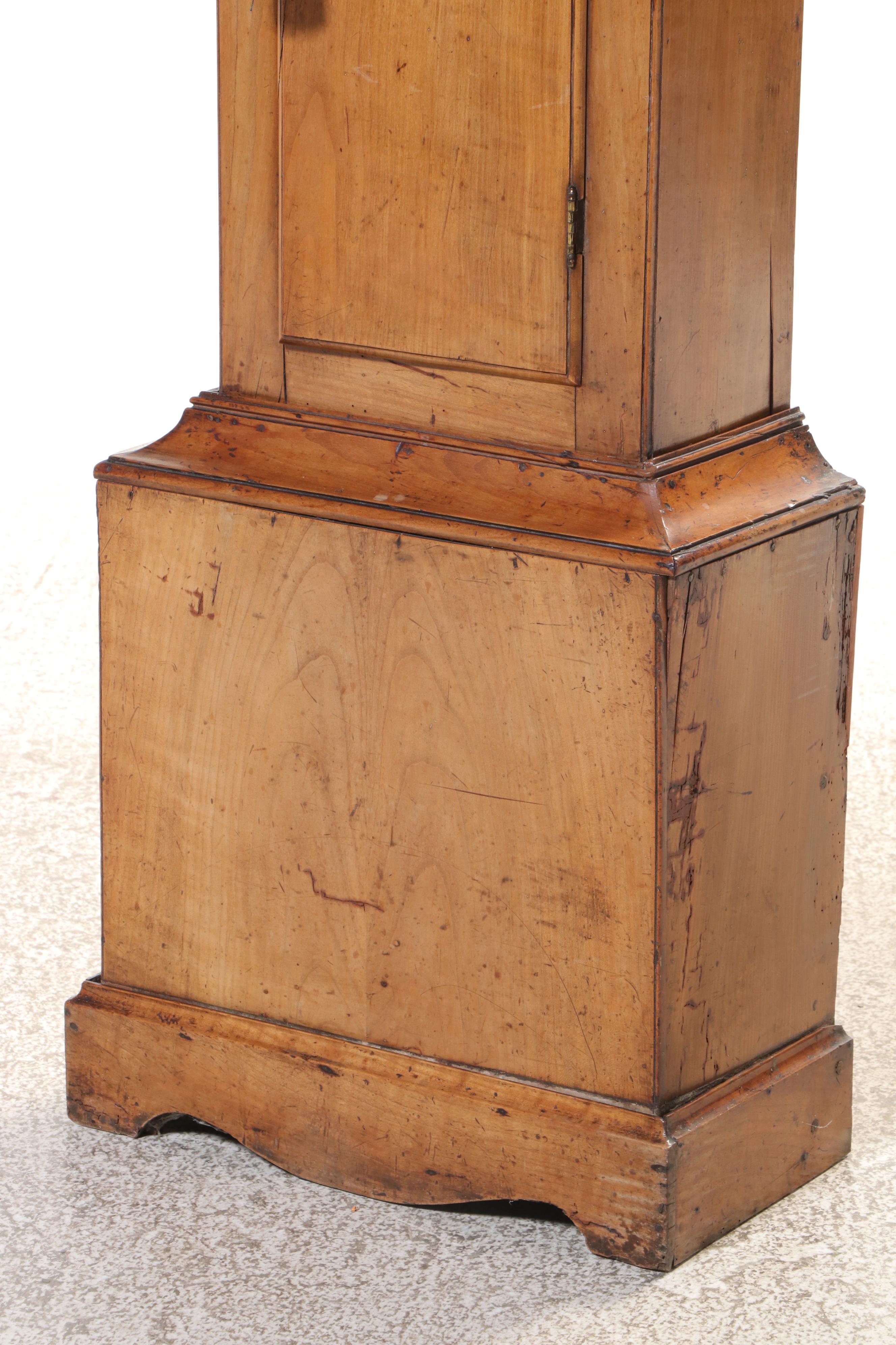 Dawson Thorpe Maple Grandfather Clock with Restored Face, 18th Century