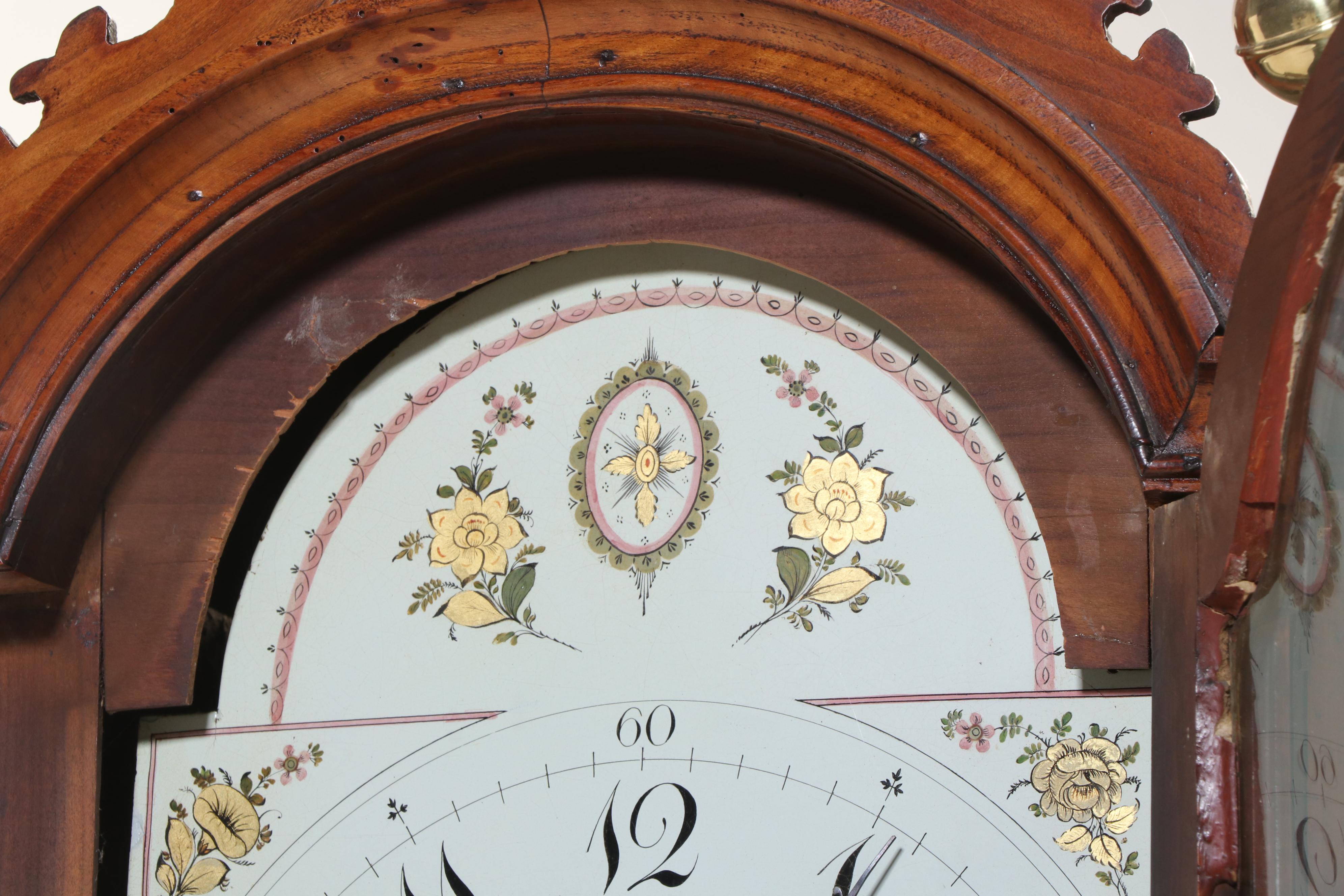 Dawson Thorpe Maple Grandfather Clock with Restored Face, 18th Century