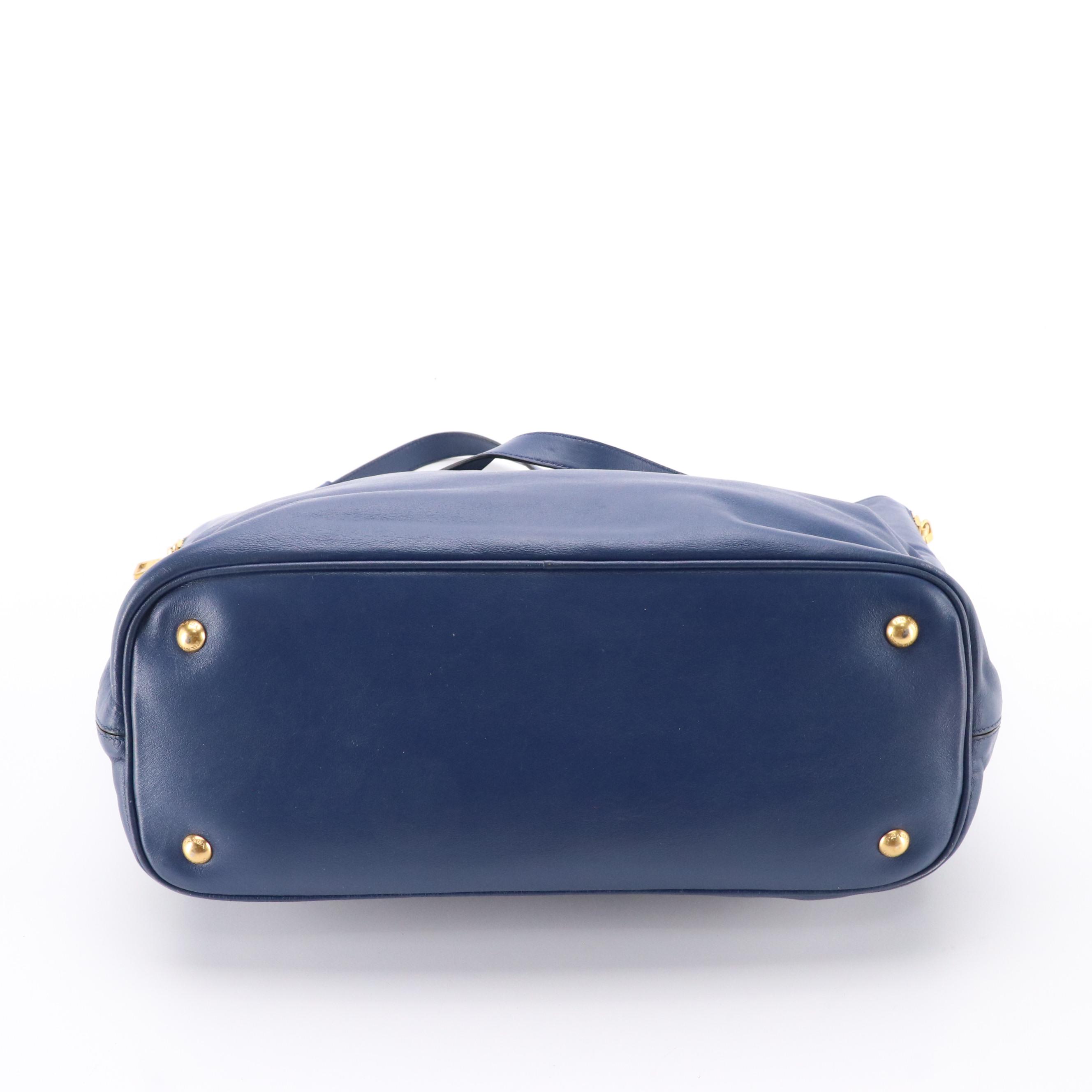 Prada Expandable Shopping Tote BN2477 in Bluette Calfskin Leather