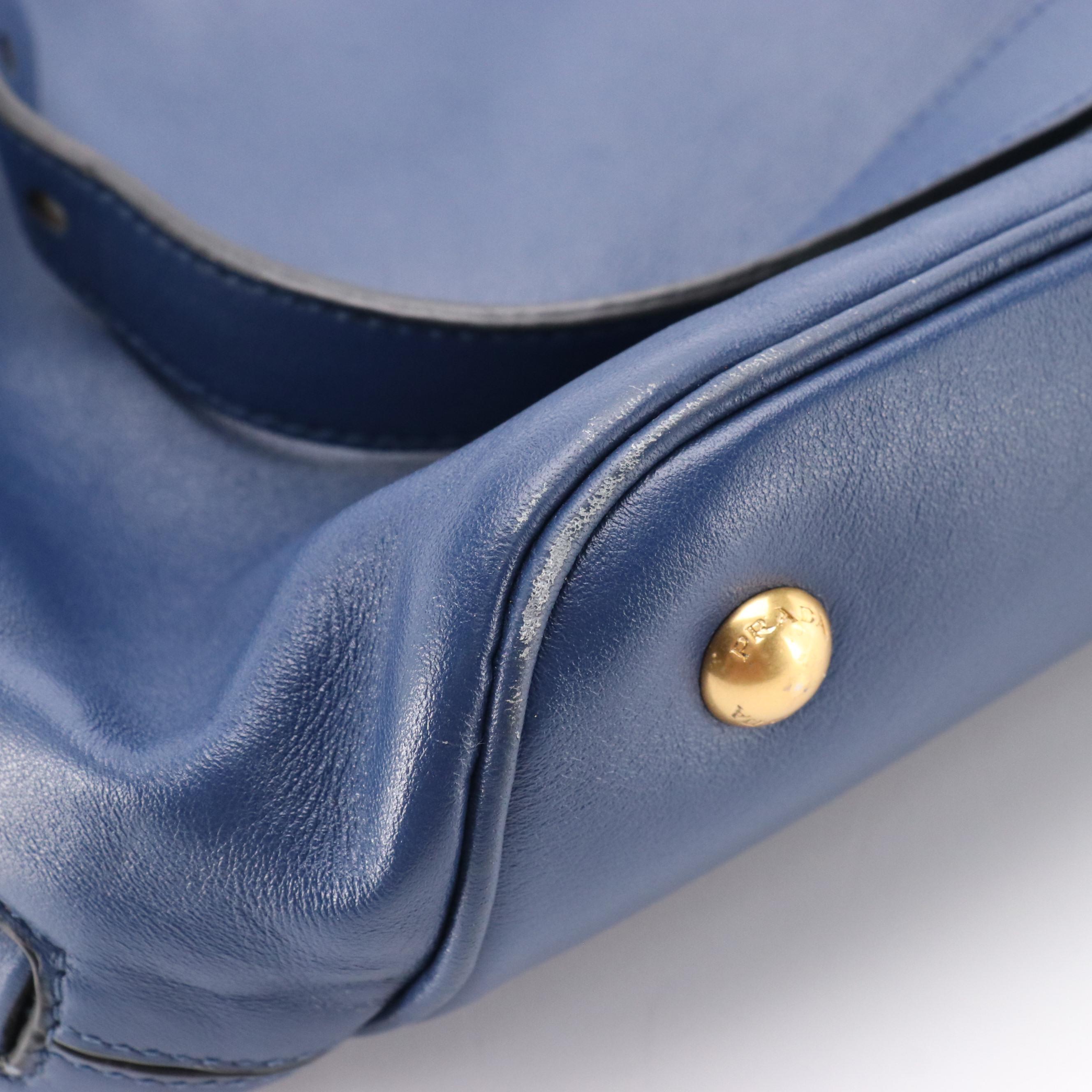 Prada Expandable Shopping Tote BN2477 in Bluette Calfskin Leather