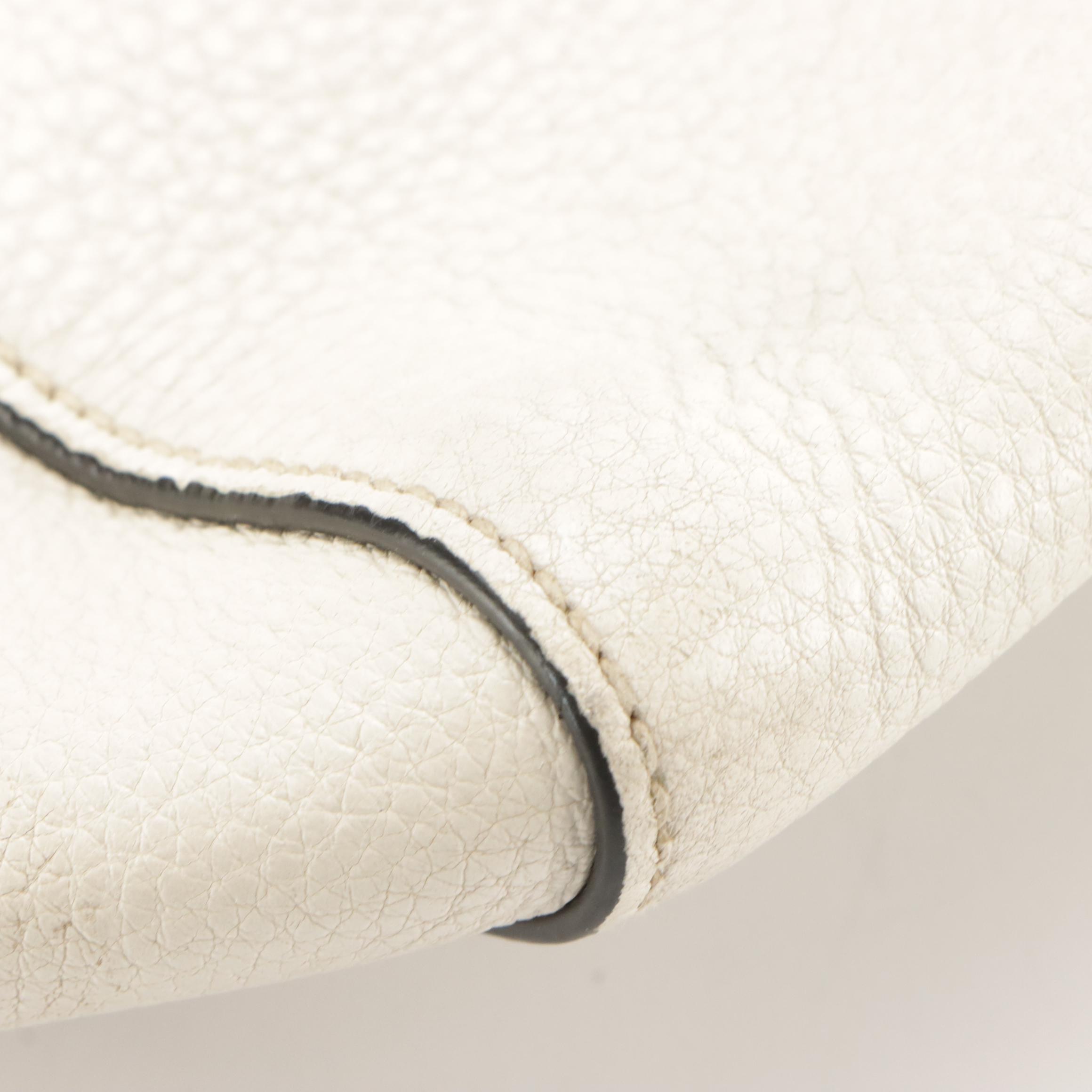 Prada White Grained Leather Shoulder Tote