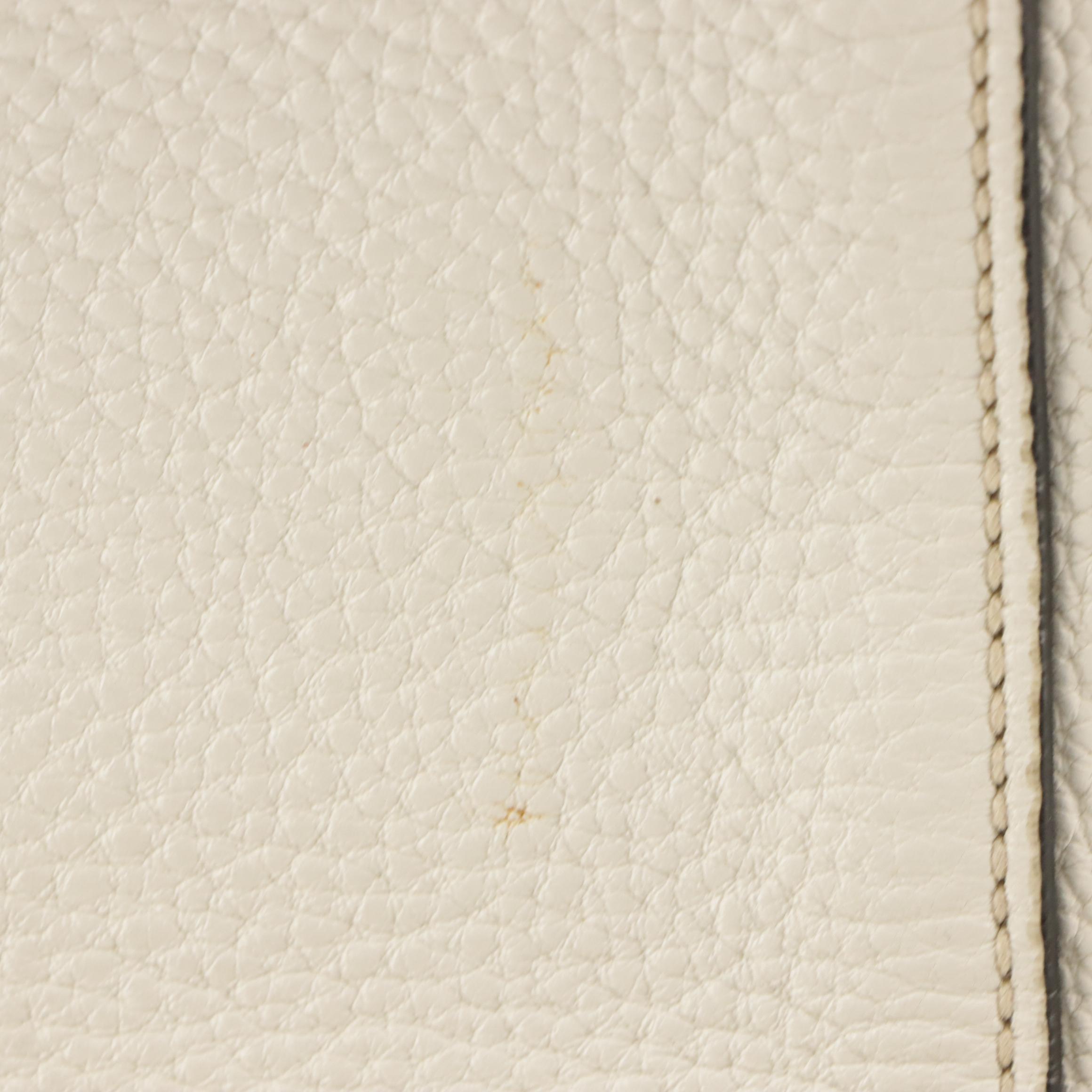 Prada White Grained Leather Shoulder Tote