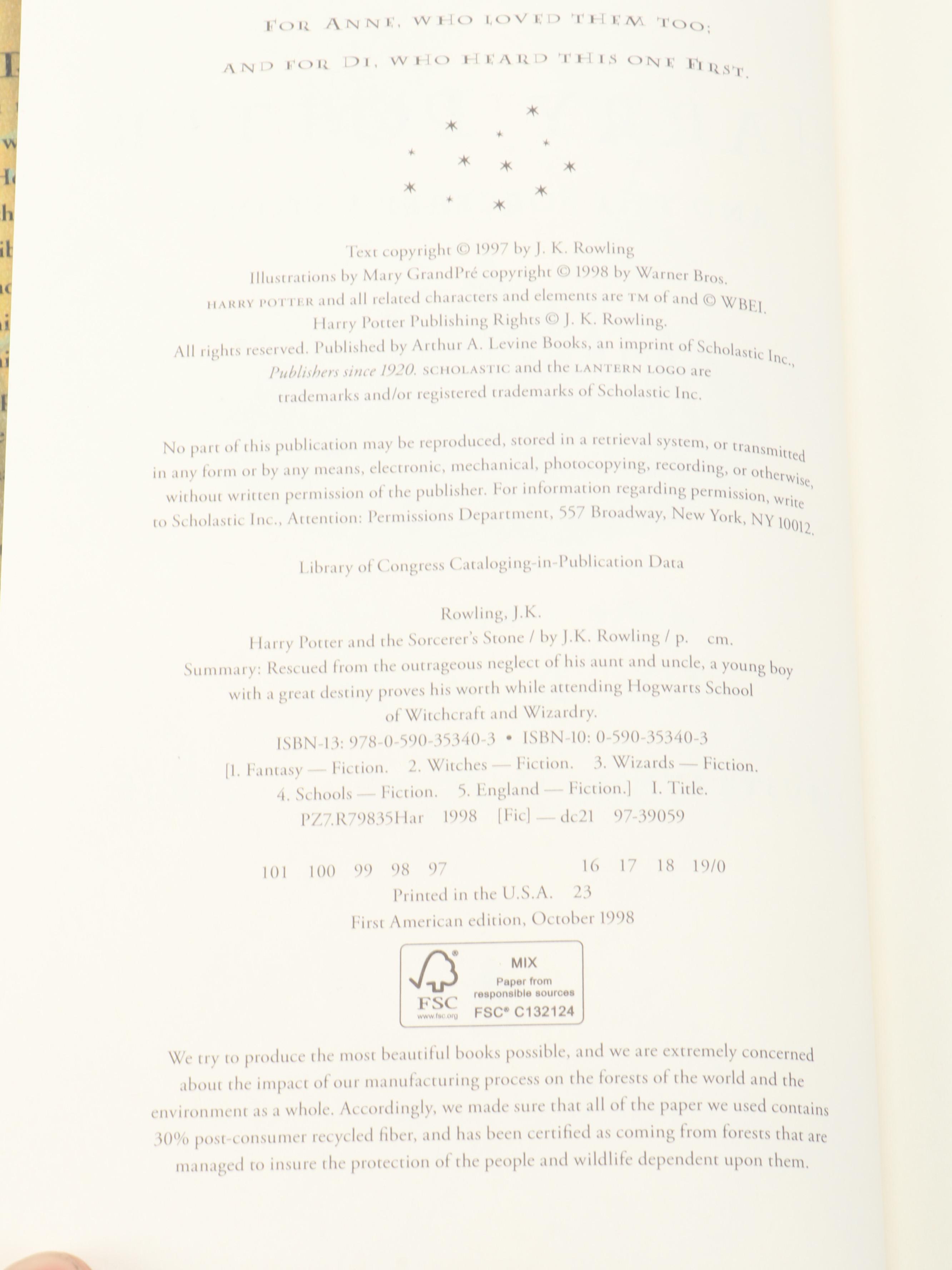 First American Edition "Harry Potter" Complete Series by J. K. Rowling