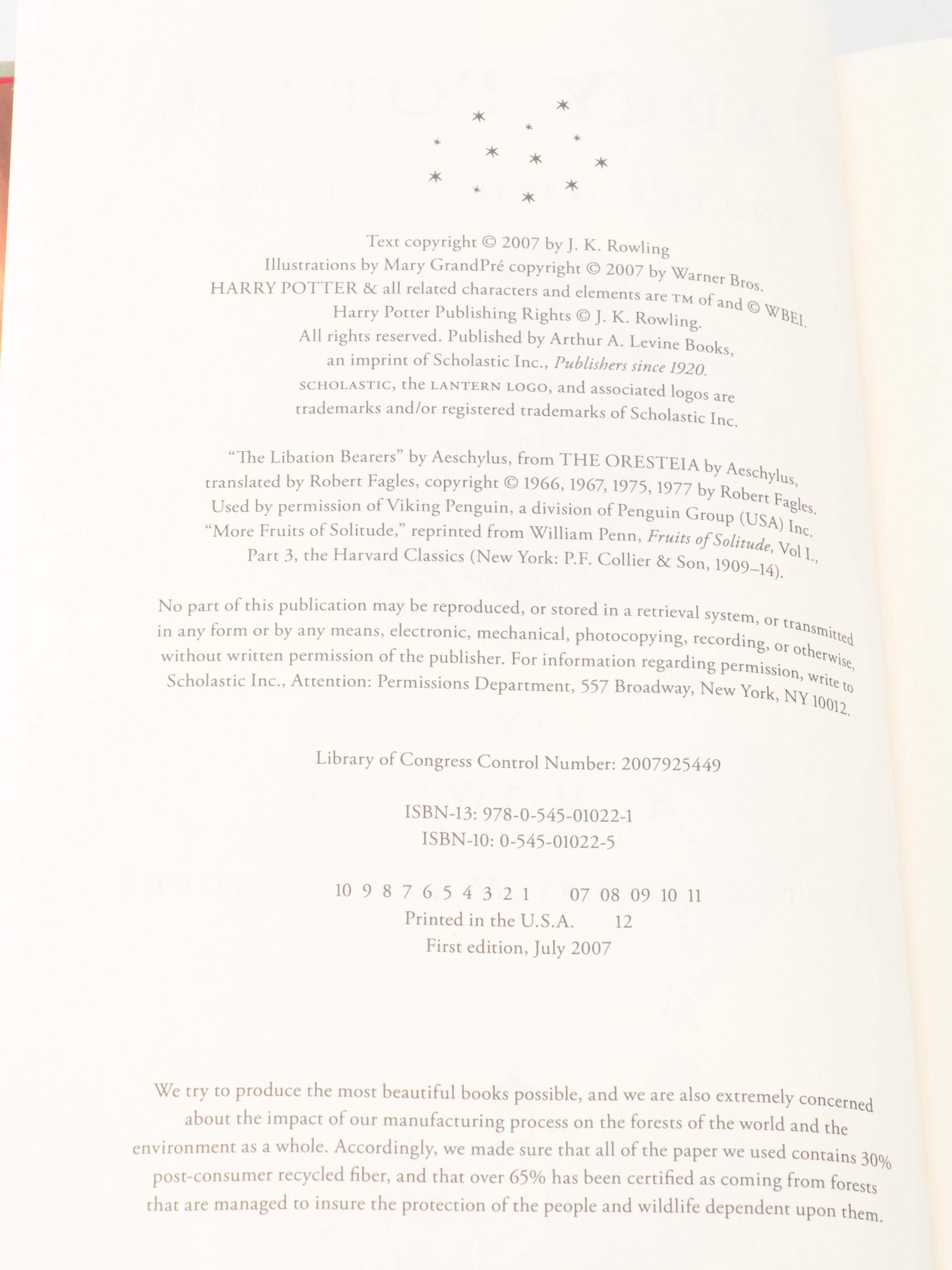 First American Edition "Harry Potter" Complete Series by J. K. Rowling