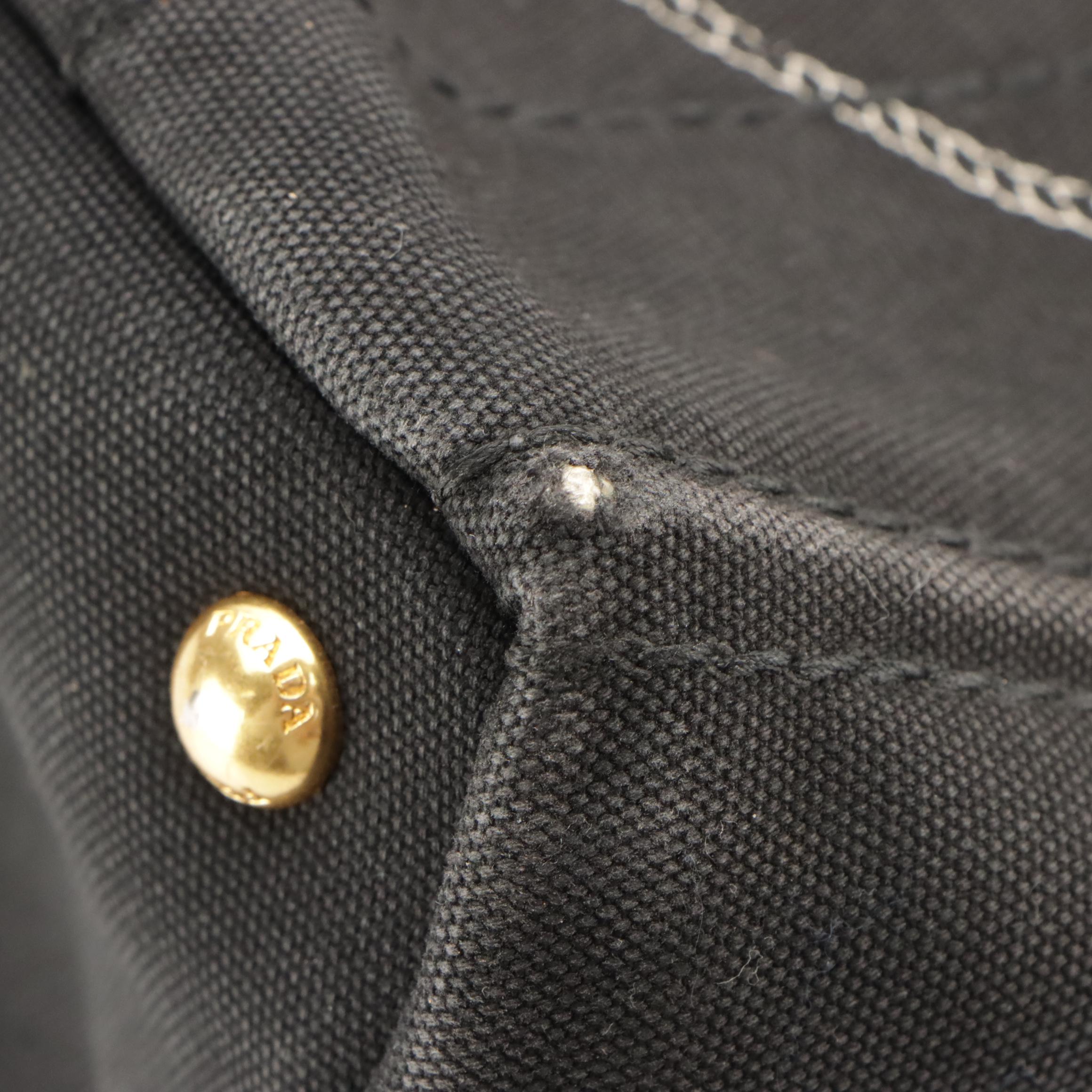 Prada Canapa Logo Top Handle Tote in Black Canvas