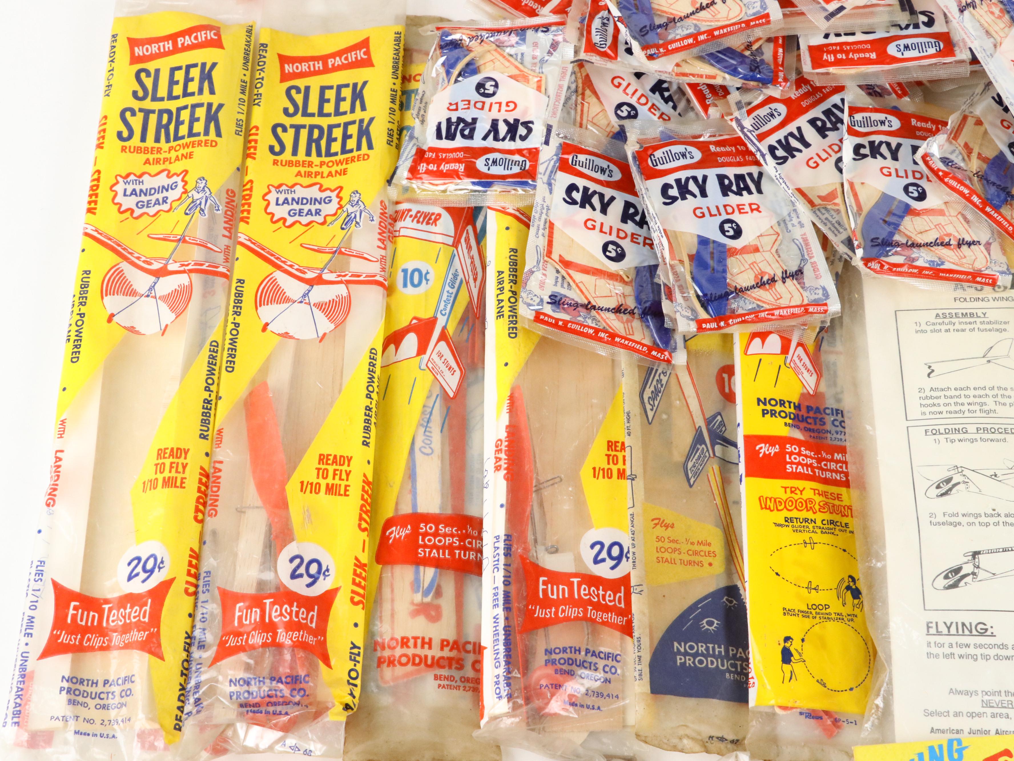 Guillow's "Sky Ray Glider" 5¢ Kits with North Pacific "Sleek Streak" & More Kits