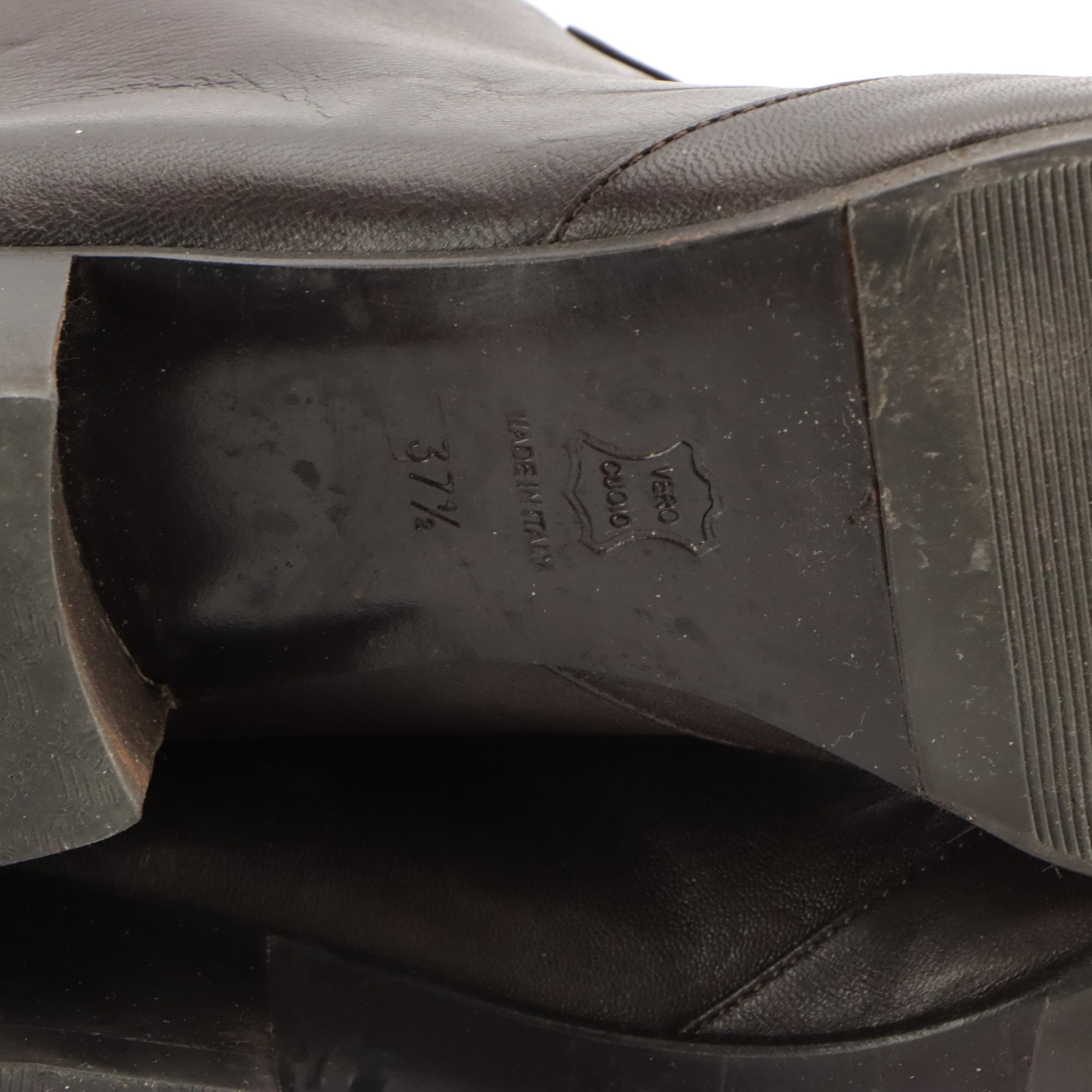 Barneys New York Co-Op Dark Brown Leather Knee-High Boots in Box