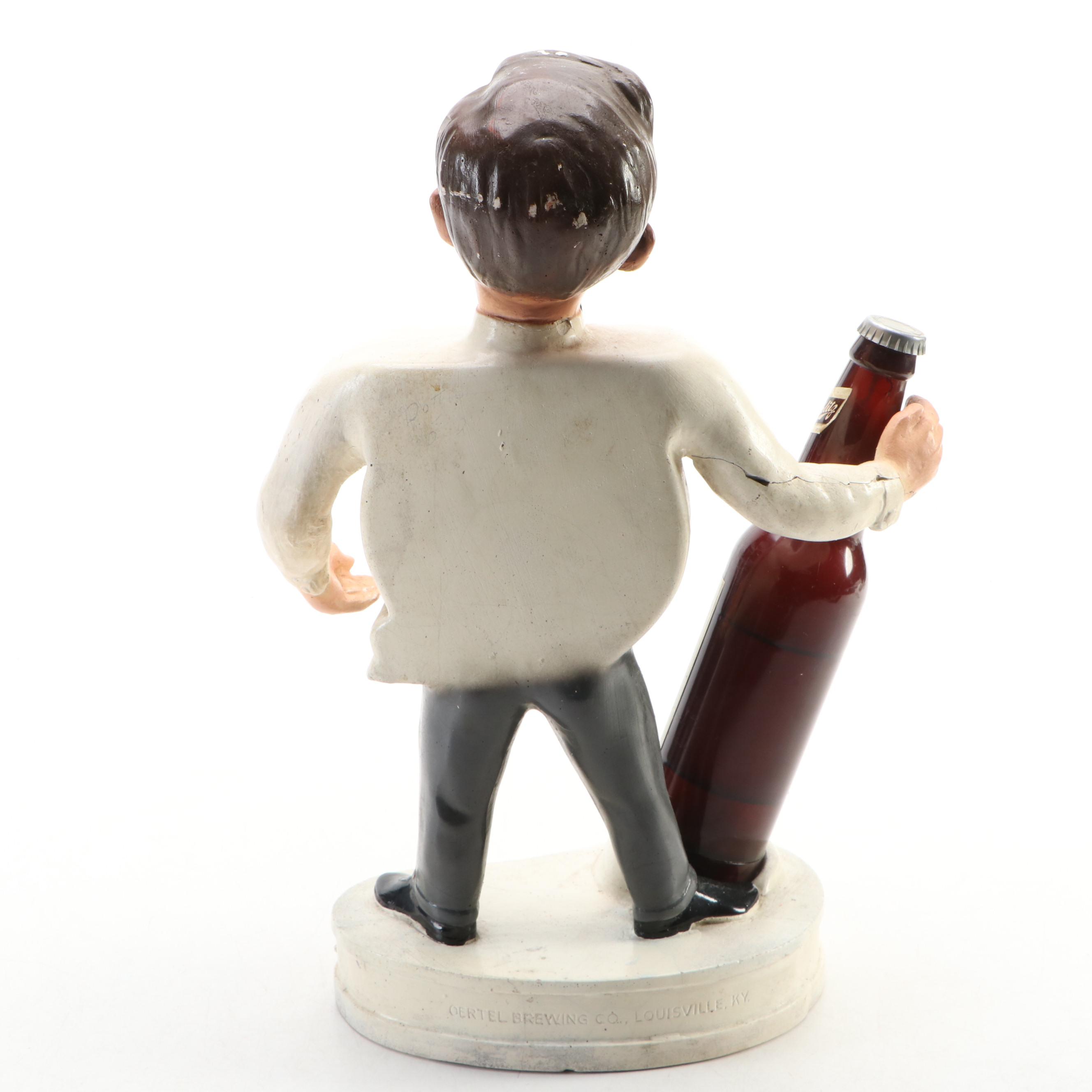 Oertel's Beer "Sure Tastes Wonderful" Advertising Figurine with Schlitz Bottle