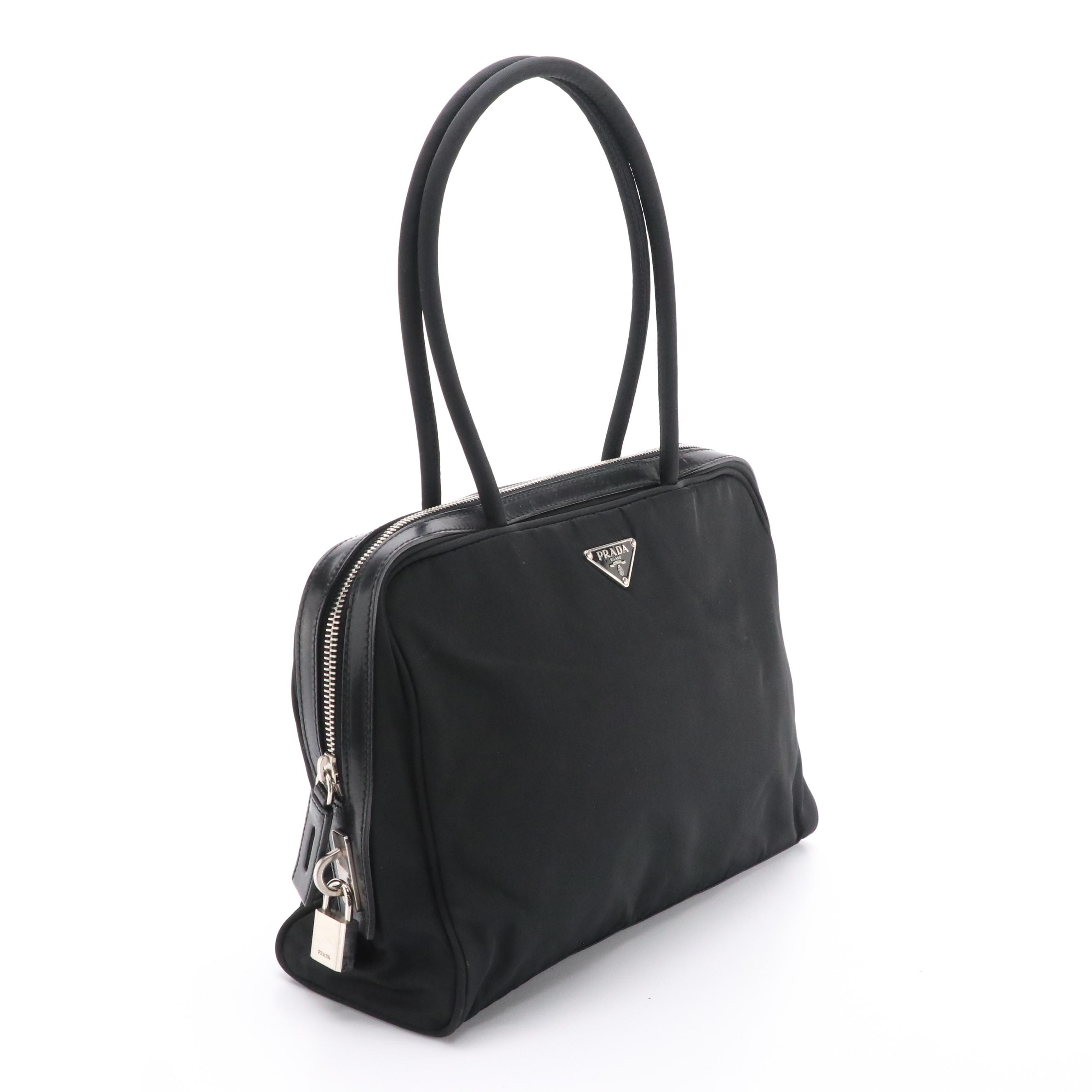 Prada Top Handle Bag BR1186 in Nylon with Leather Trim