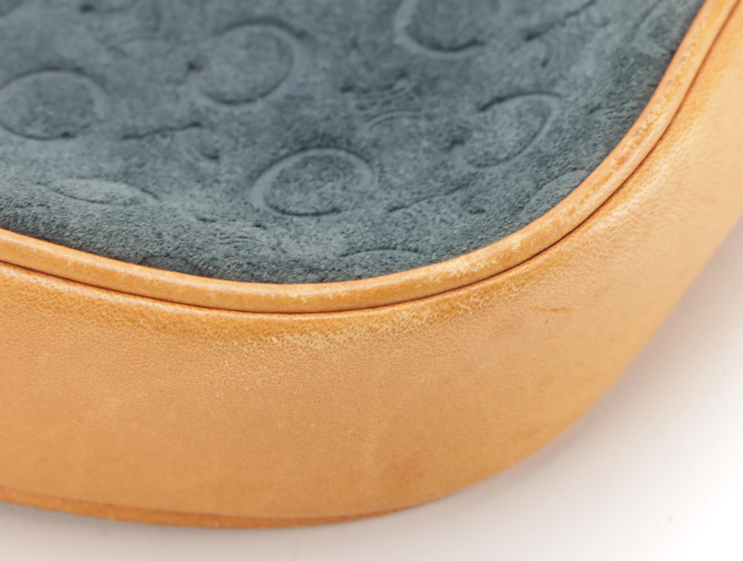 Celine Small Shoulder Bag in C Monogram Blue Suede with Leather Trim