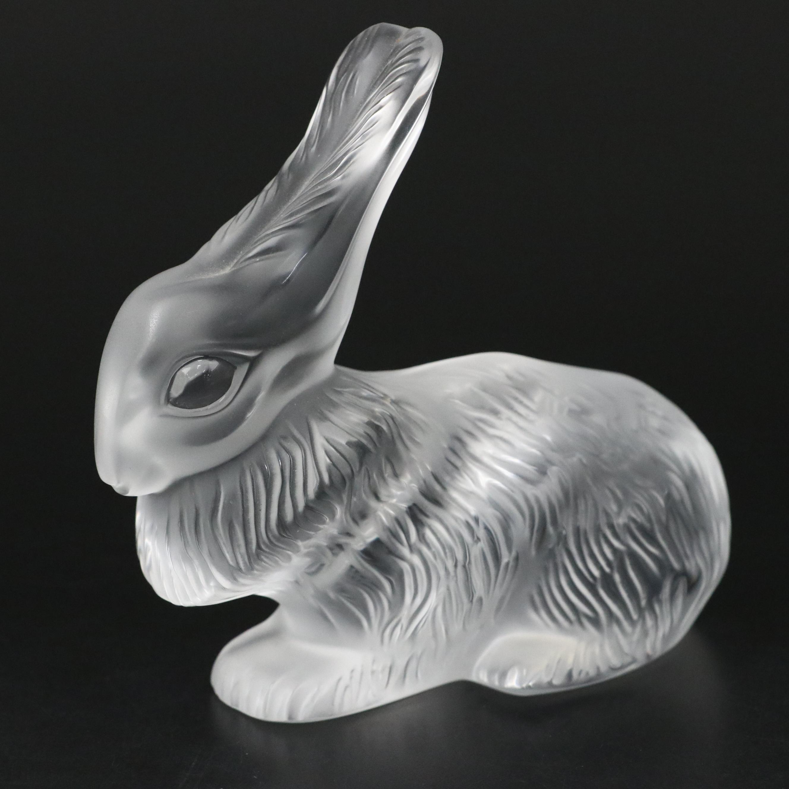 Lalique "Cesar Rabbit" Frosted Crystal Figurine, Late 20th Century
