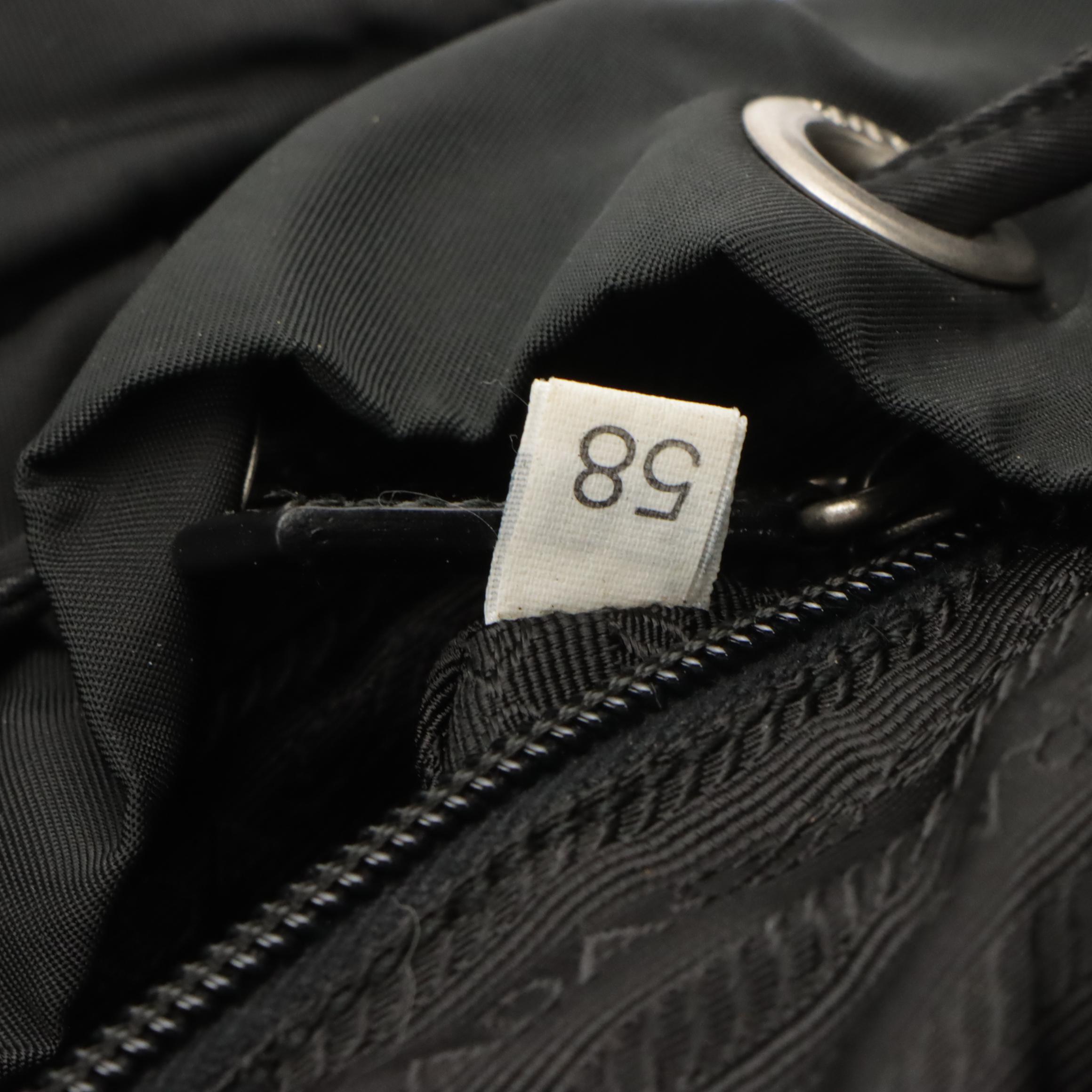 Prada Front Pocket Drawstring Backpack Bag in Nylon and Glazed Leather