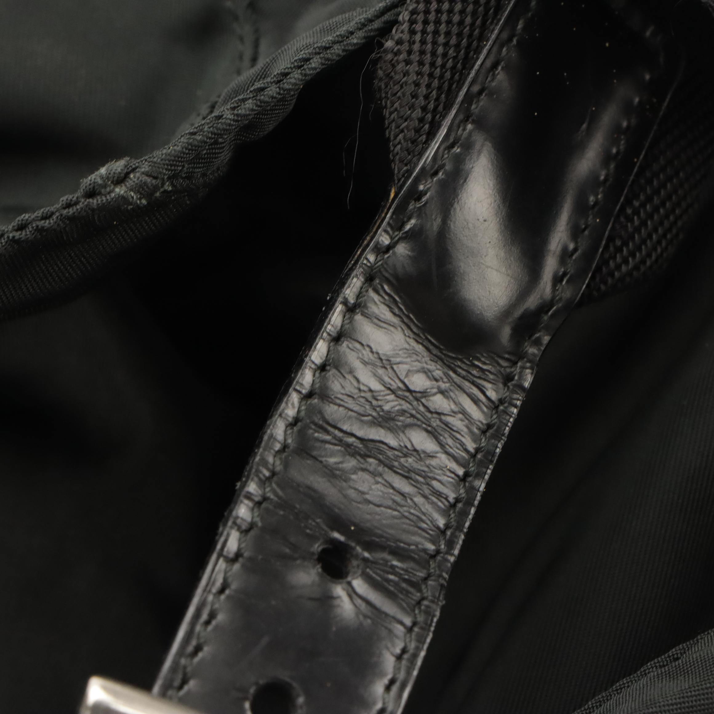 Prada Front Pocket Drawstring Backpack Bag in Nylon and Glazed Leather