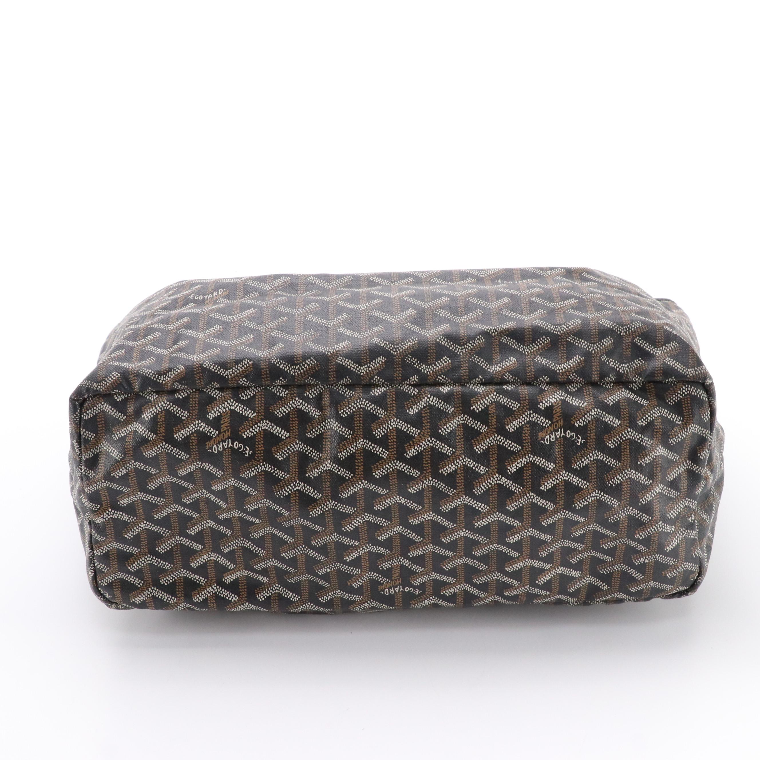 Goyard Saint Louis PM Tote Bag and Pouch in Black & Tan Goyardine Canvas