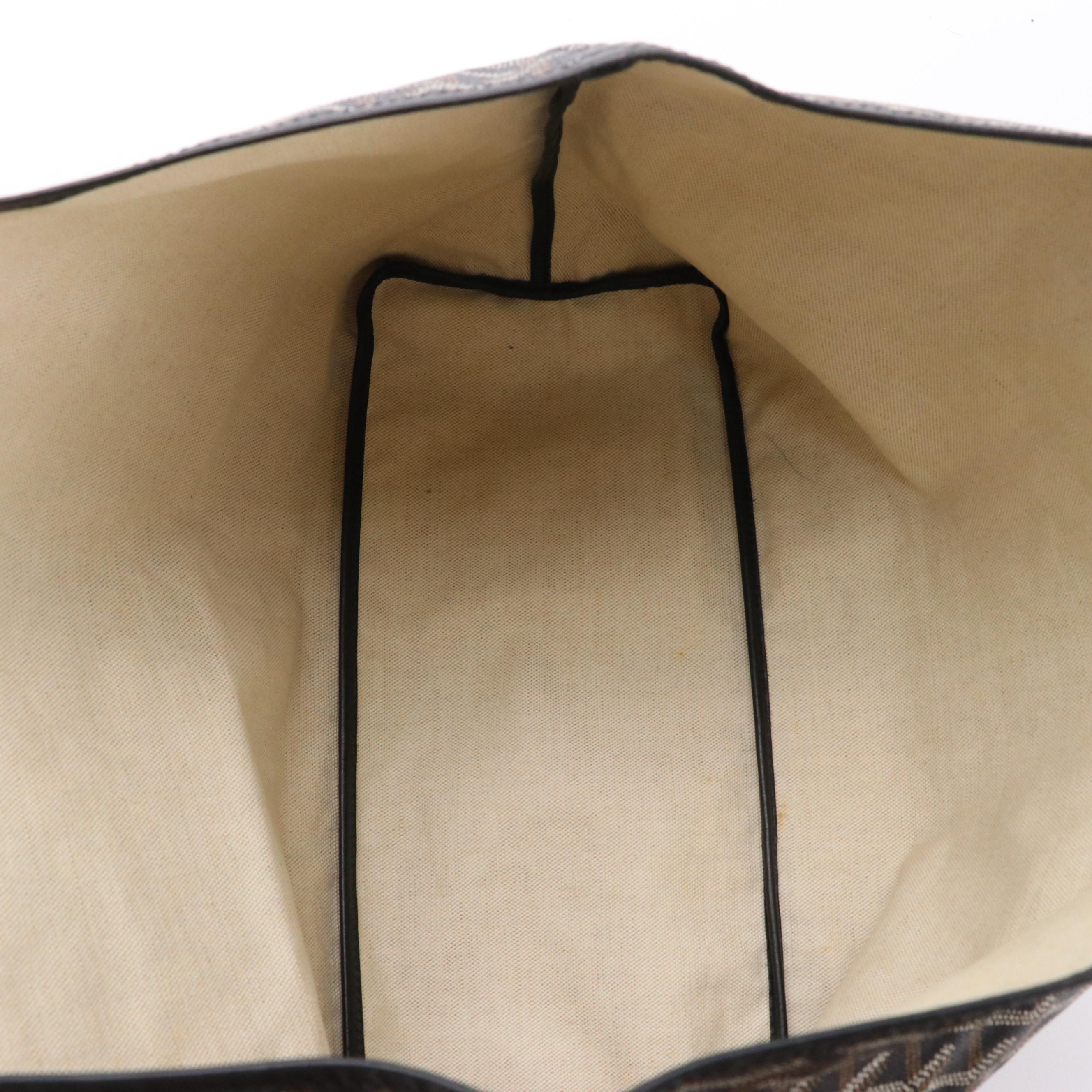 Goyard Saint Louis PM Tote Bag and Pouch in Black & Tan Goyardine Canvas