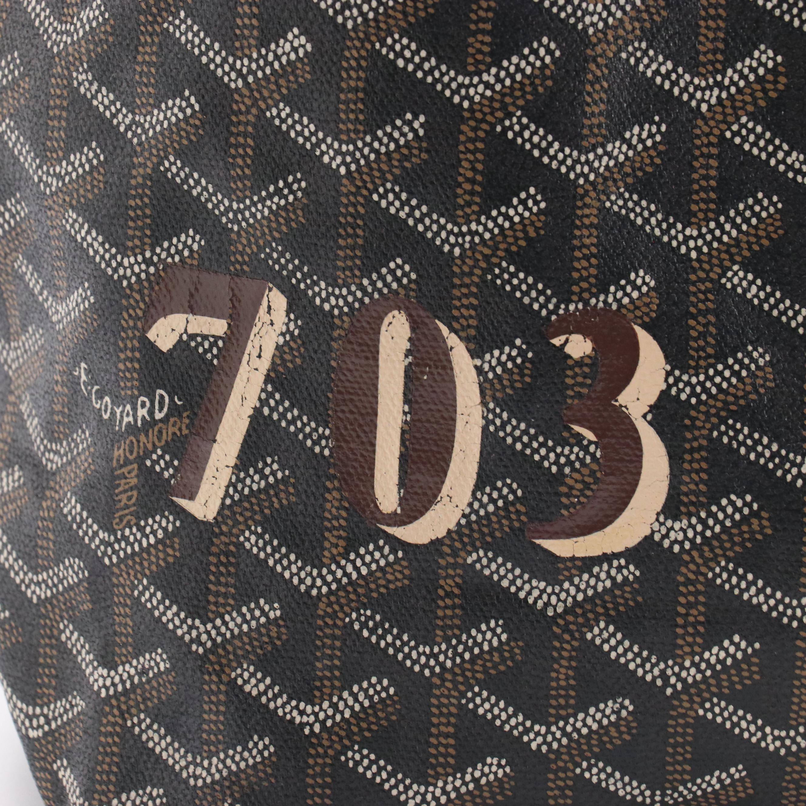 Goyard Saint Louis PM Tote Bag and Pouch in Black & Tan Goyardine Canvas