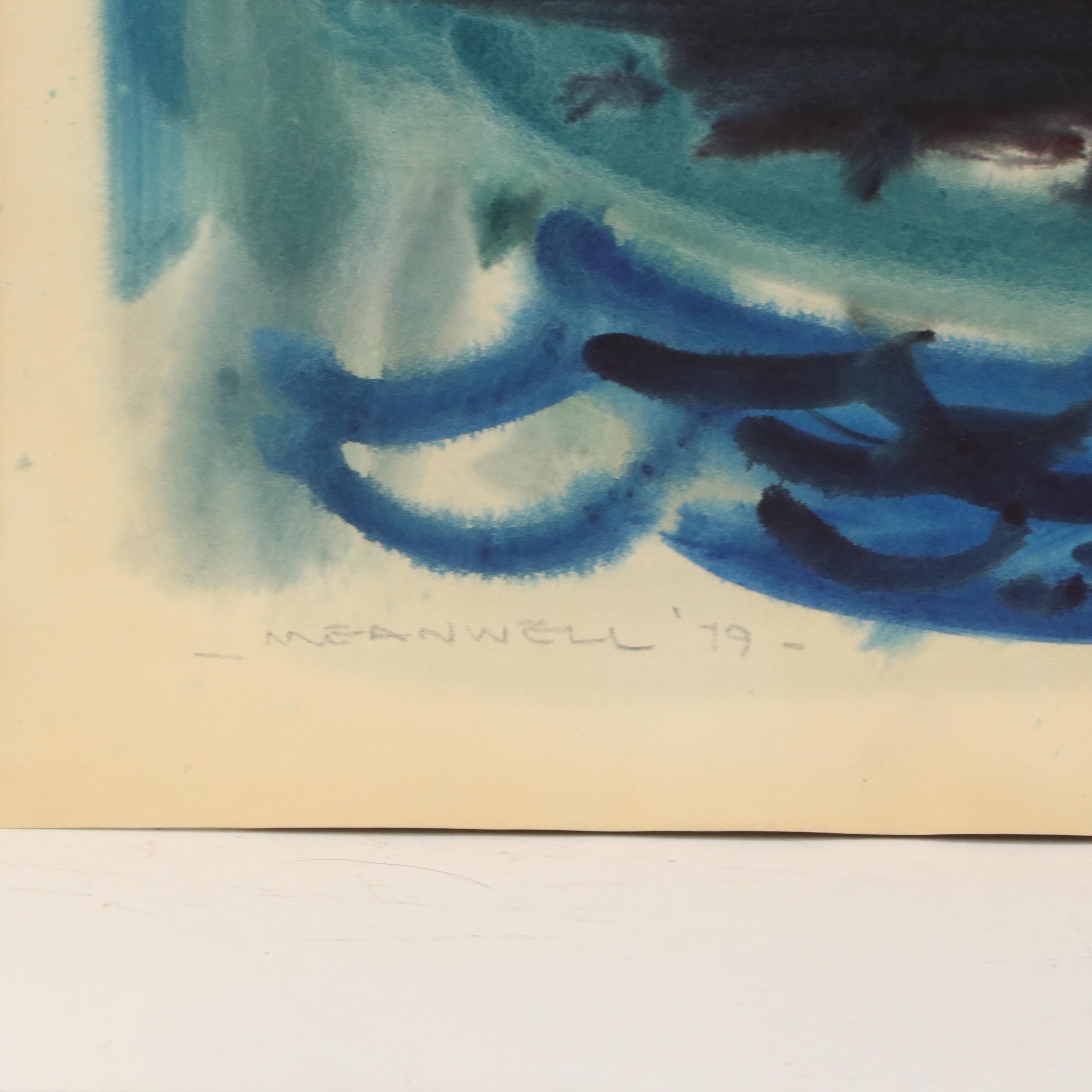 Jack Meanwell Modern Seascape Watercolor Painting, 1979