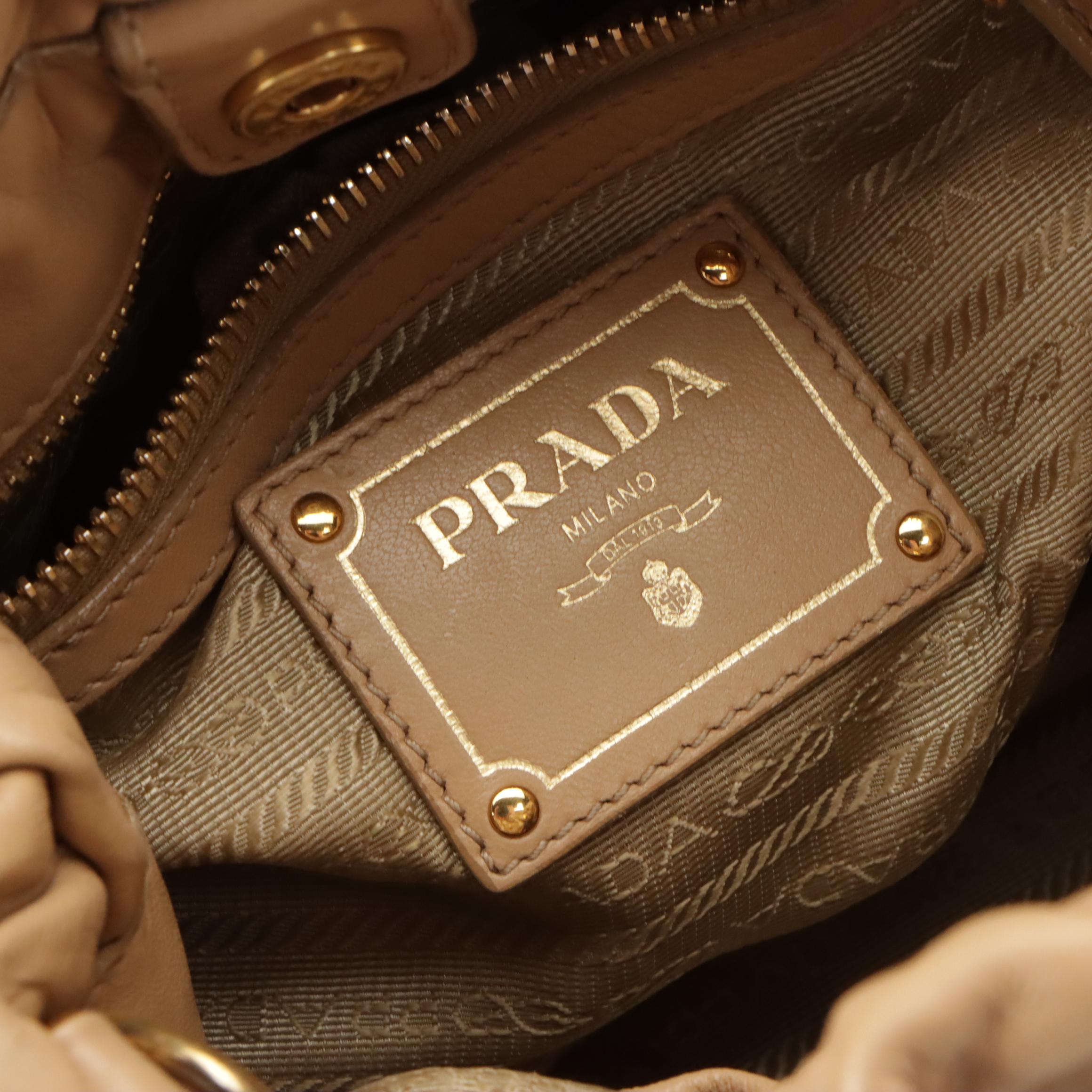 Prada Small Bow Bag BN1760 in Neutral Antique Nappa Leather