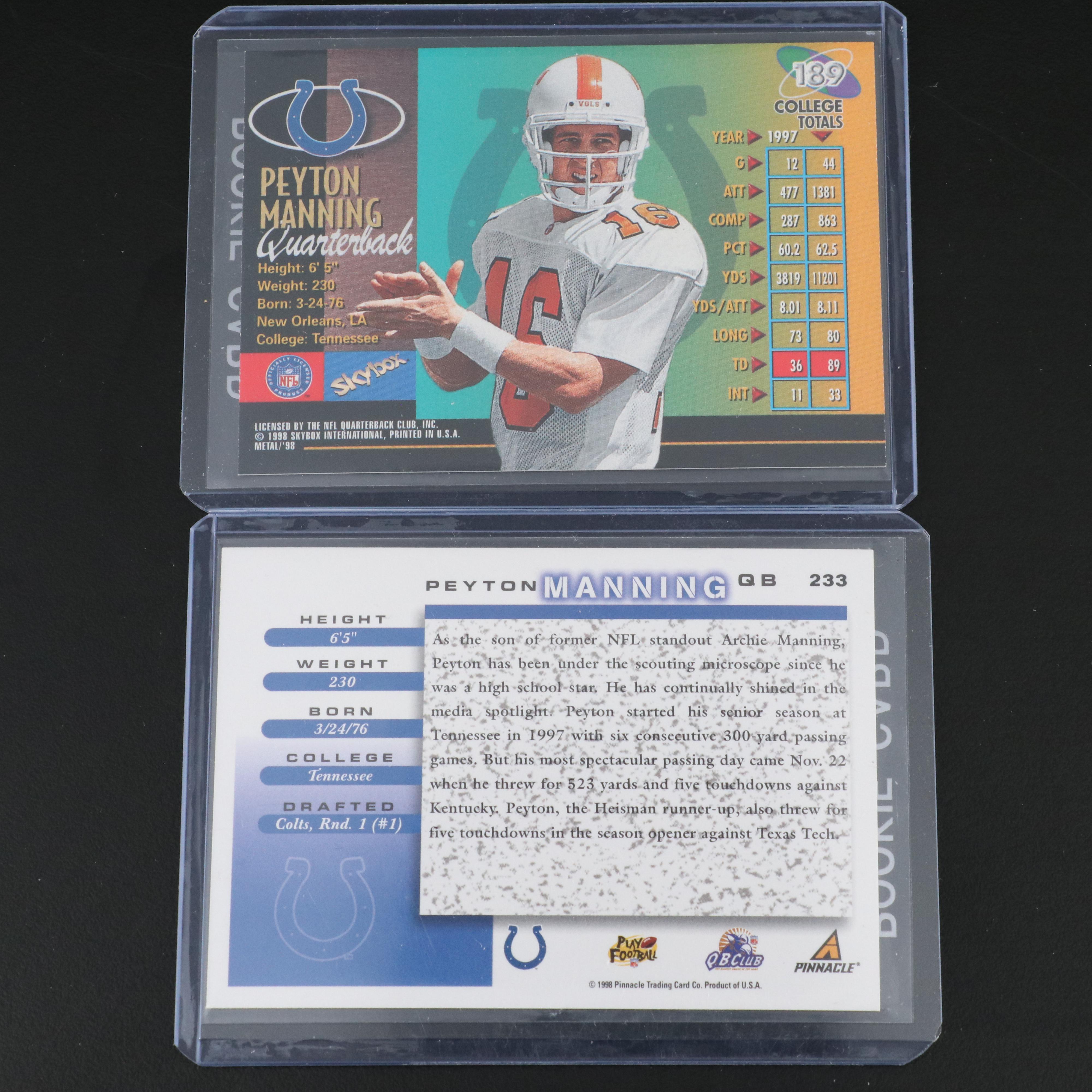 1998 Peyton Manning Rookie Cards Featuring Collector's Edge Relic Card and More