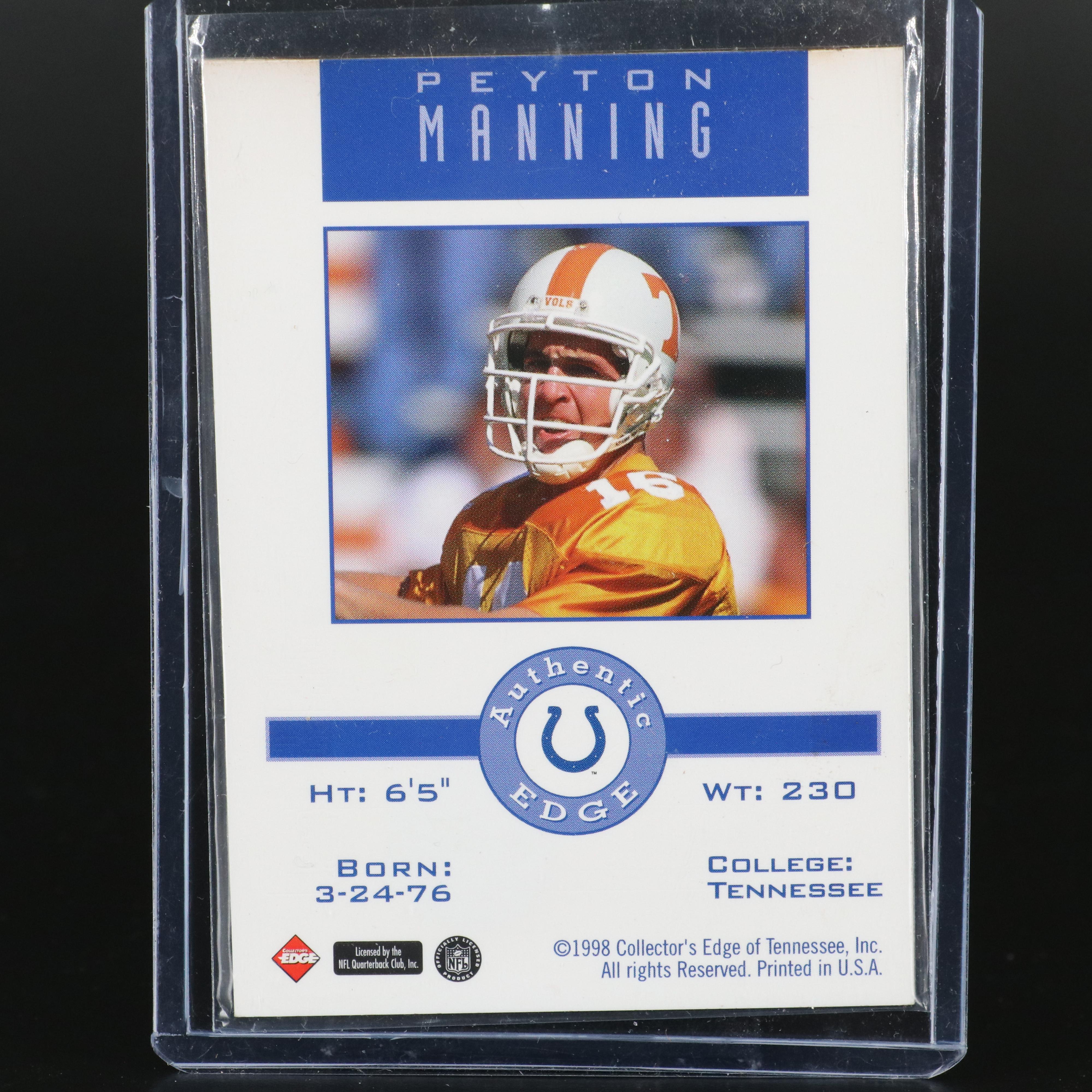 1998 Peyton Manning Rookie Cards Featuring Collector's Edge Relic Card and More