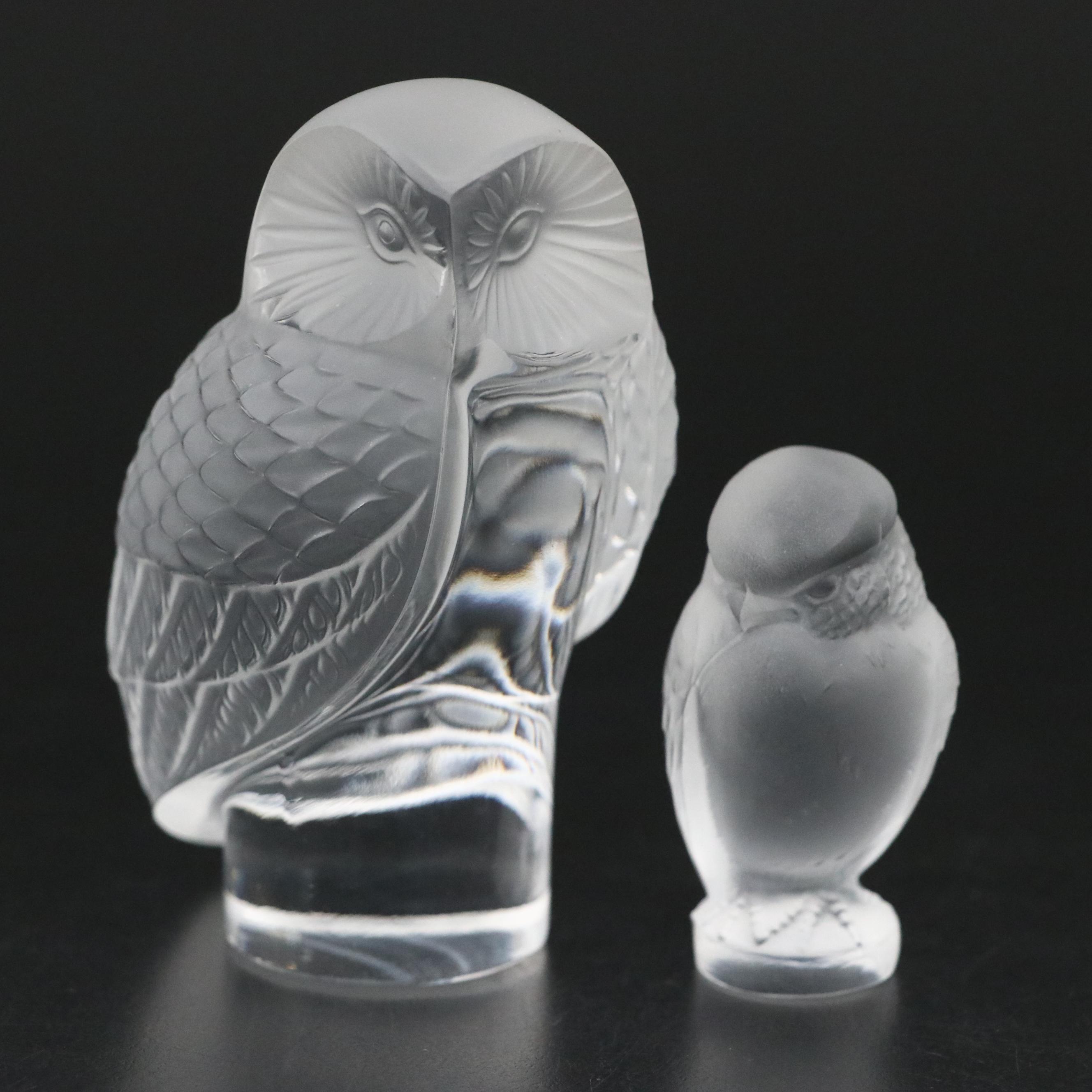 Lalique "Chouette" Crystal Paperweight and "Rapace" Crystal Seal, 1945–1977