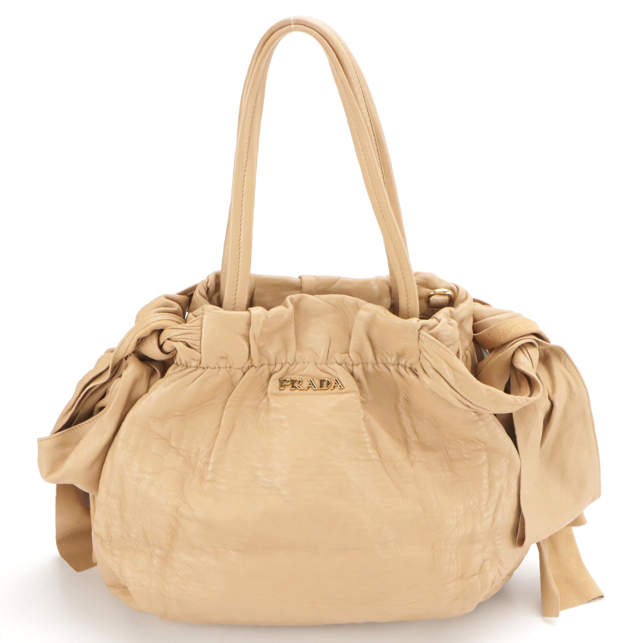 Prada Small Bow Bag BN1760 in Neutral Antique Nappa Leather