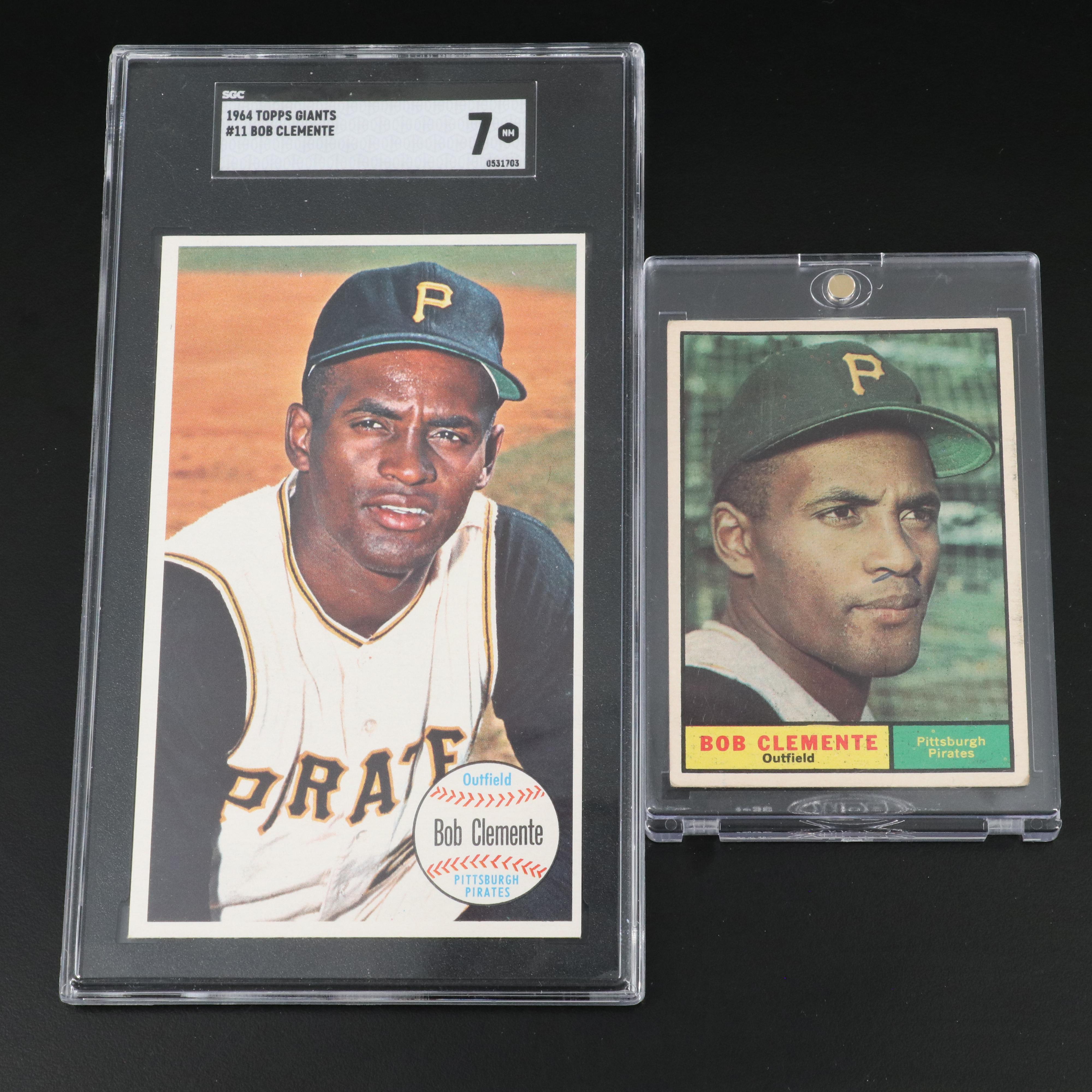 1964 Topps Giants Roberto Clemente Baseball Card Graded SGC 7 with 1961 Topps