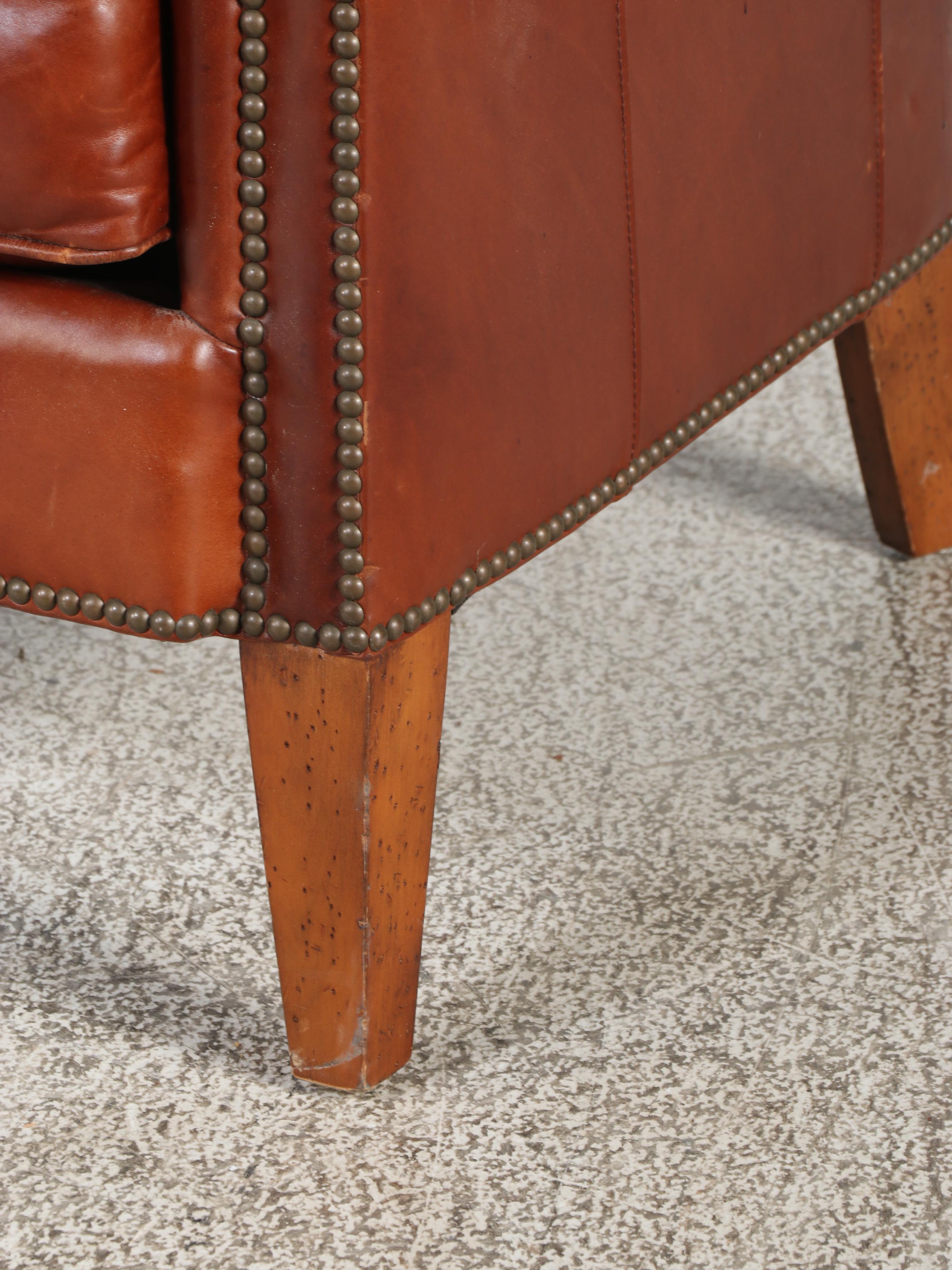 Paul Robert Leather Western Stitch Wingback Chair