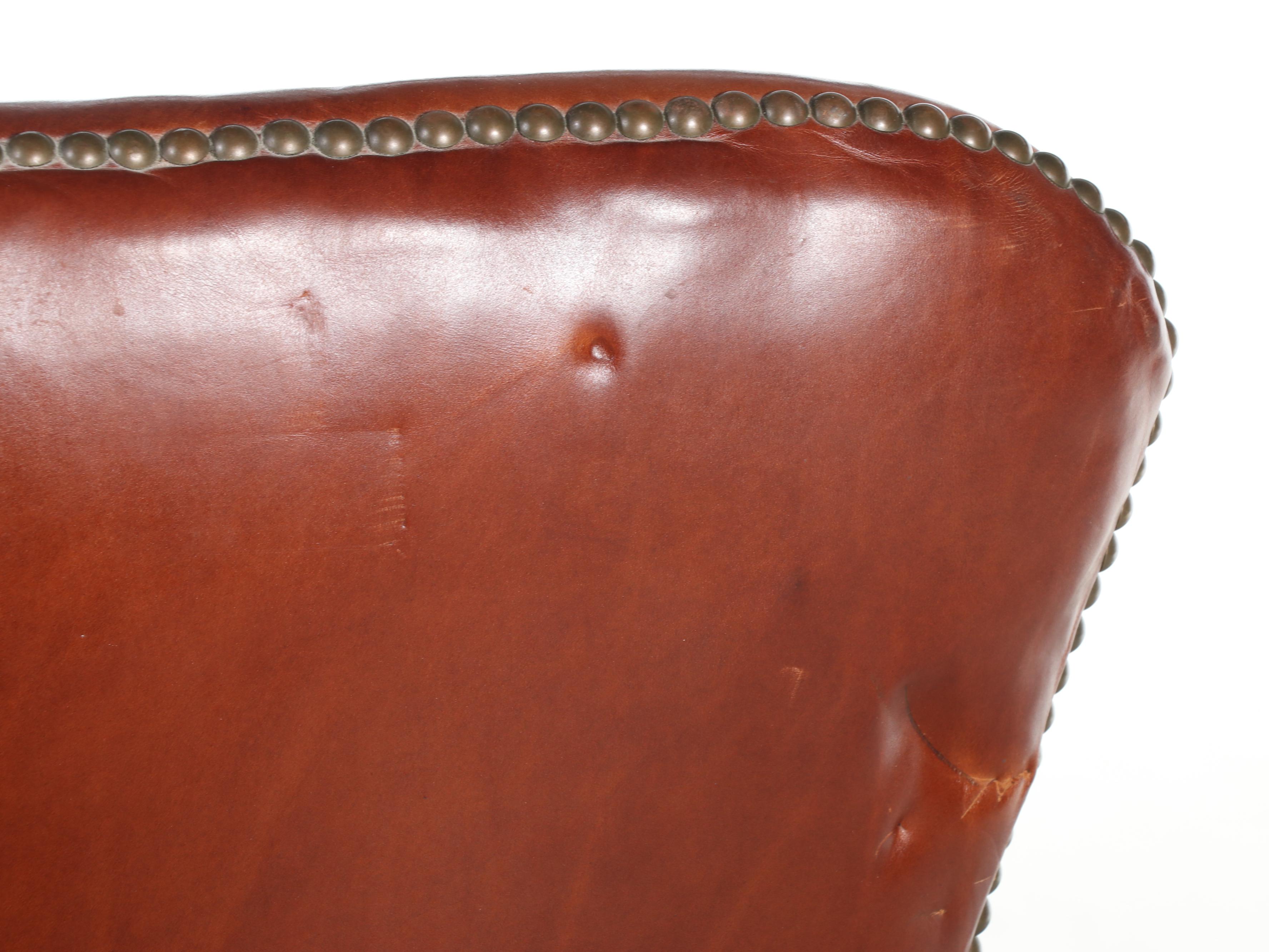 Paul Robert Leather Western Stitch Wingback Chair