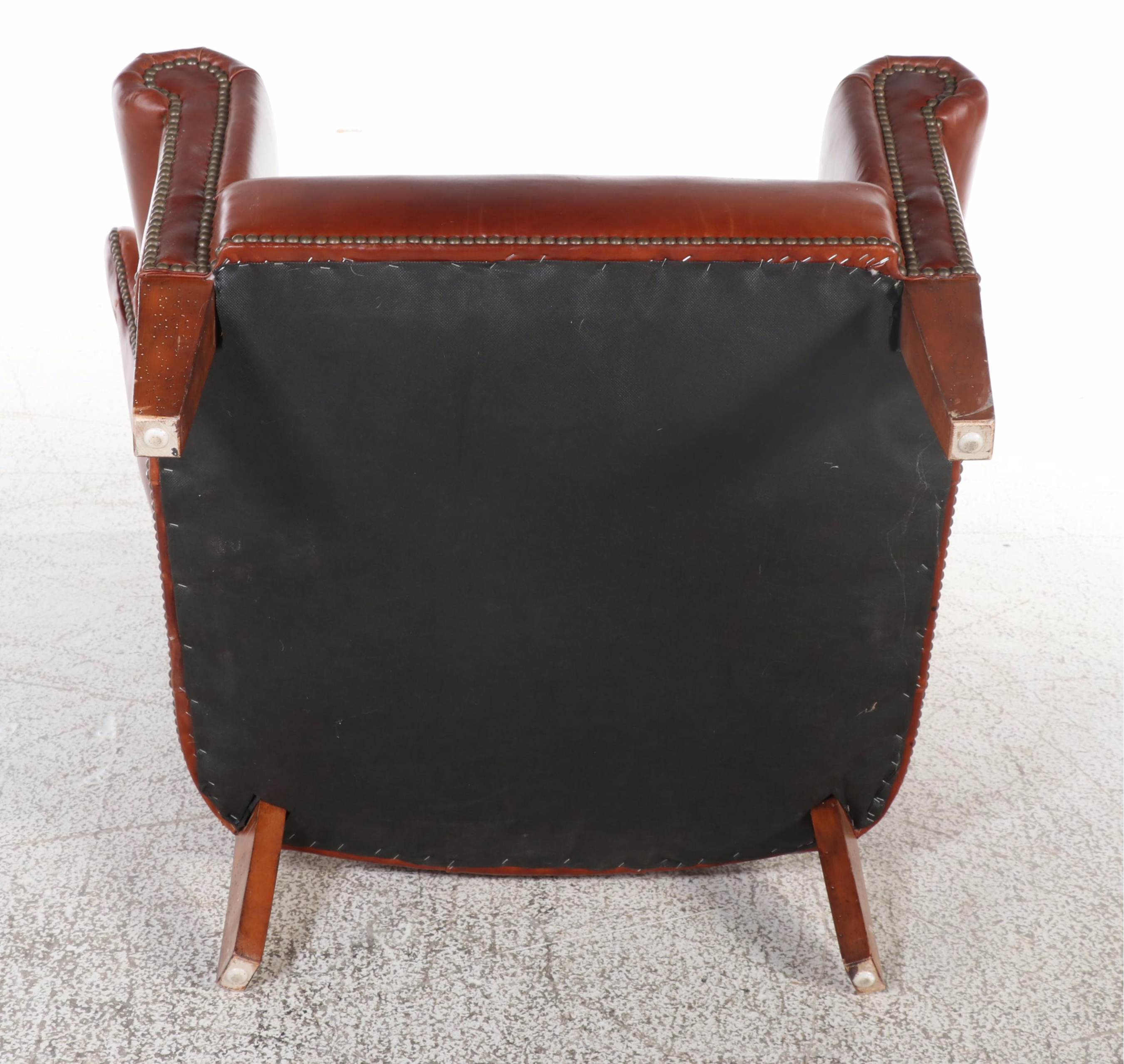 Paul Robert Leather Western Stitch Wingback Chair