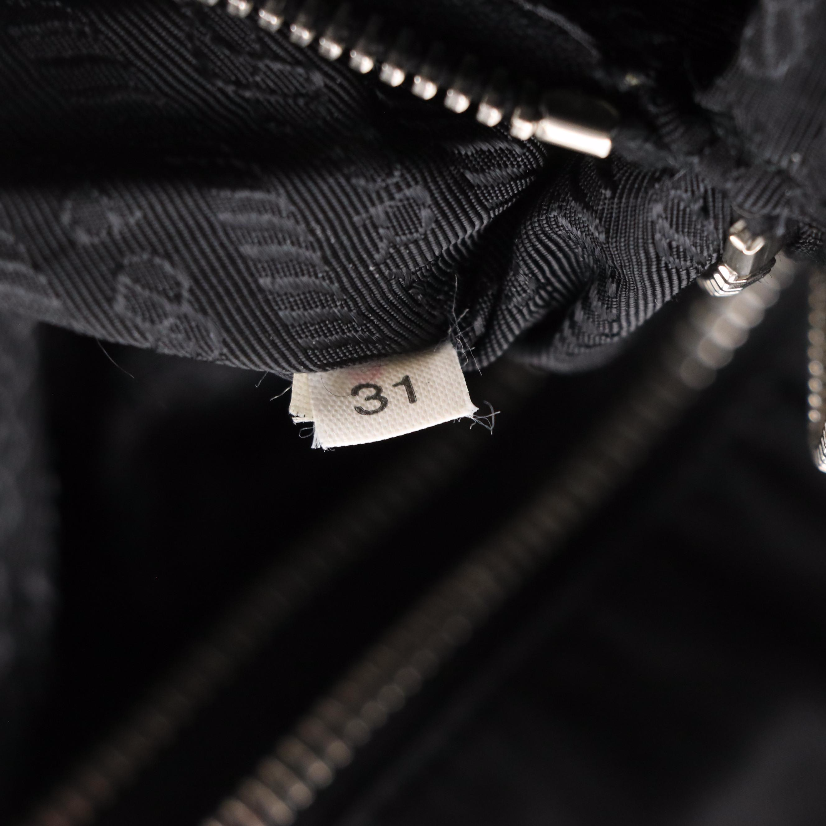 Prada Black Leather-Trimmed Tessuto Nylon Shoulder Tote