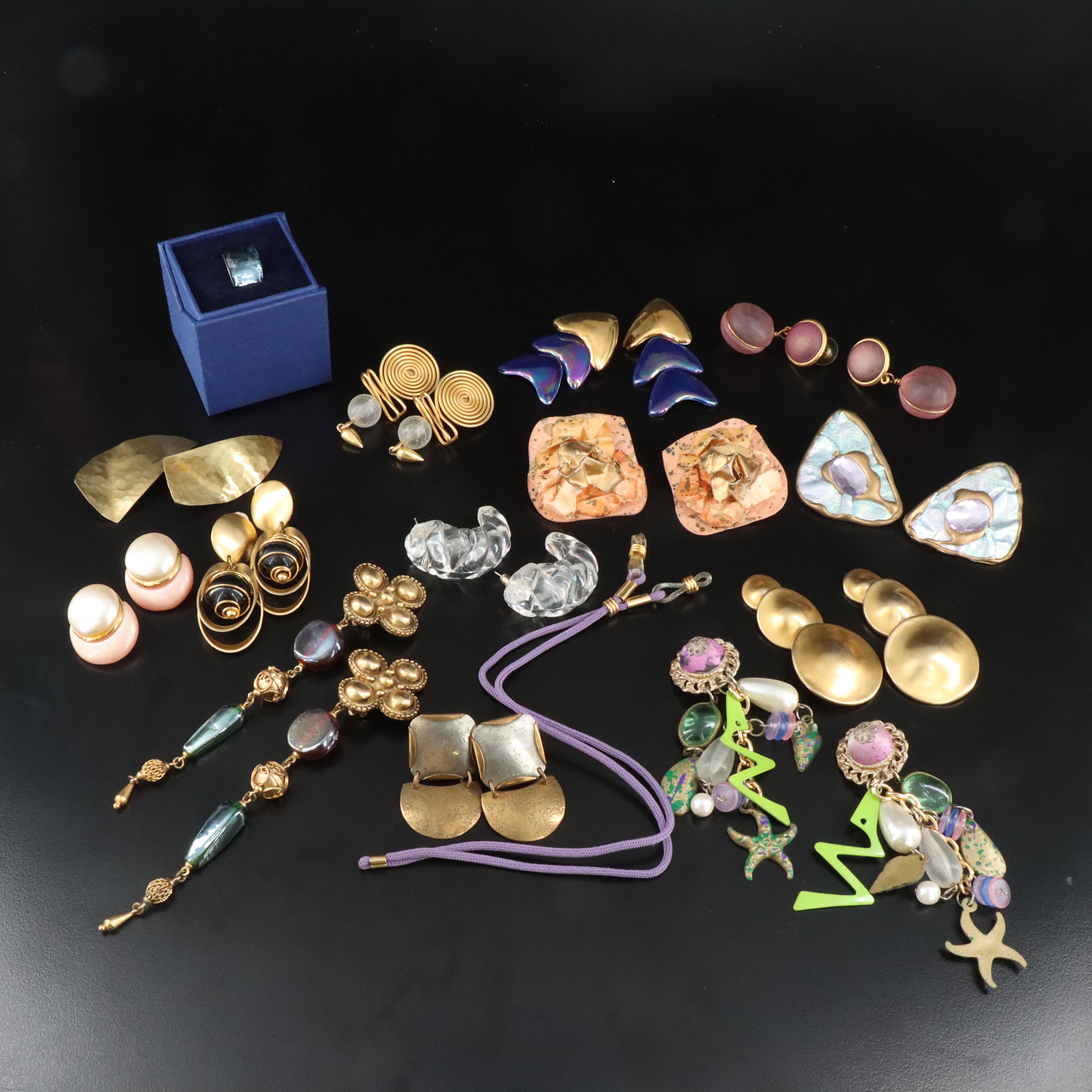 Jewelry Collection Featuring Swarovski Crystal Ring, Marjorie Baer and Signed