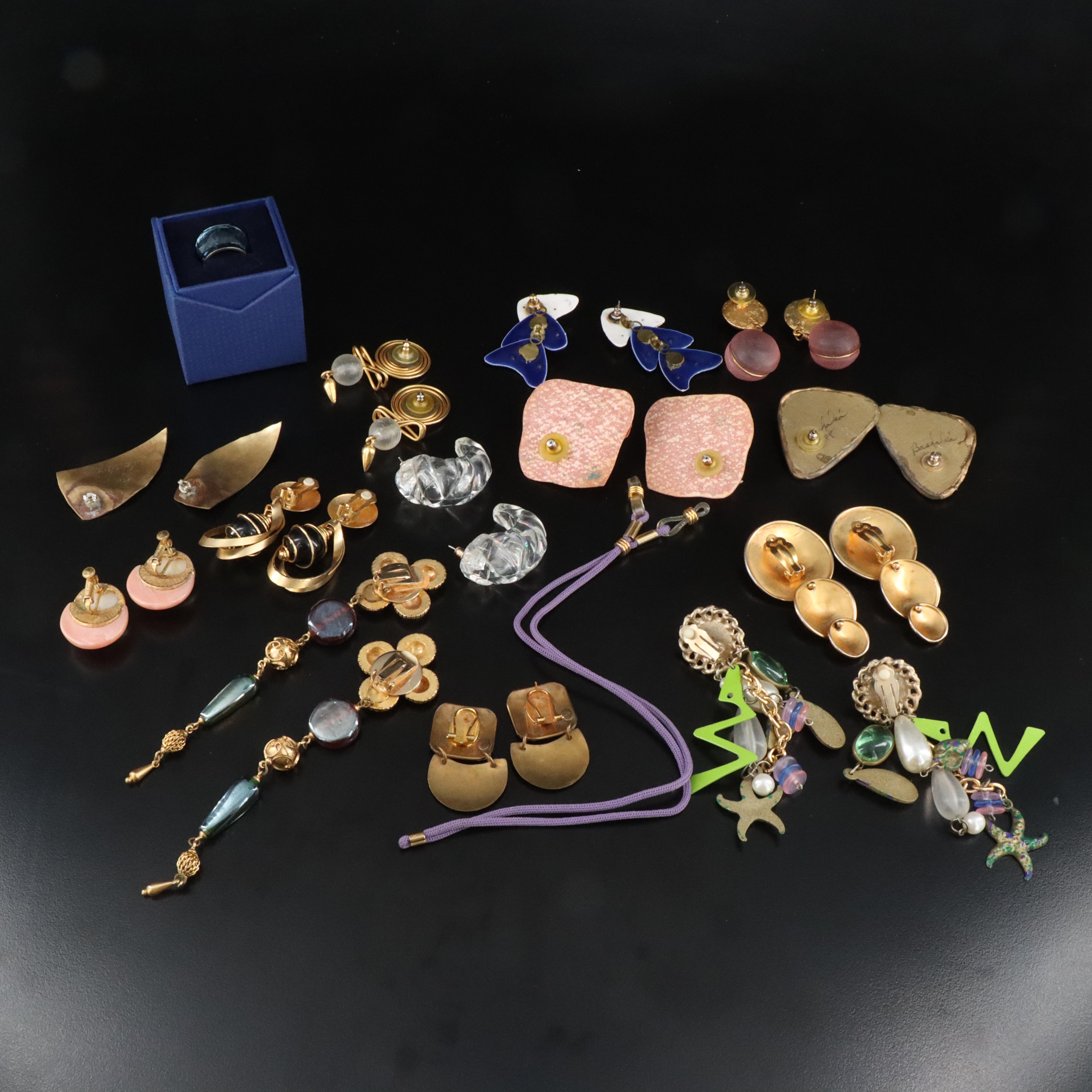 Jewelry Collection Featuring Swarovski Crystal Ring, Marjorie Baer and Signed