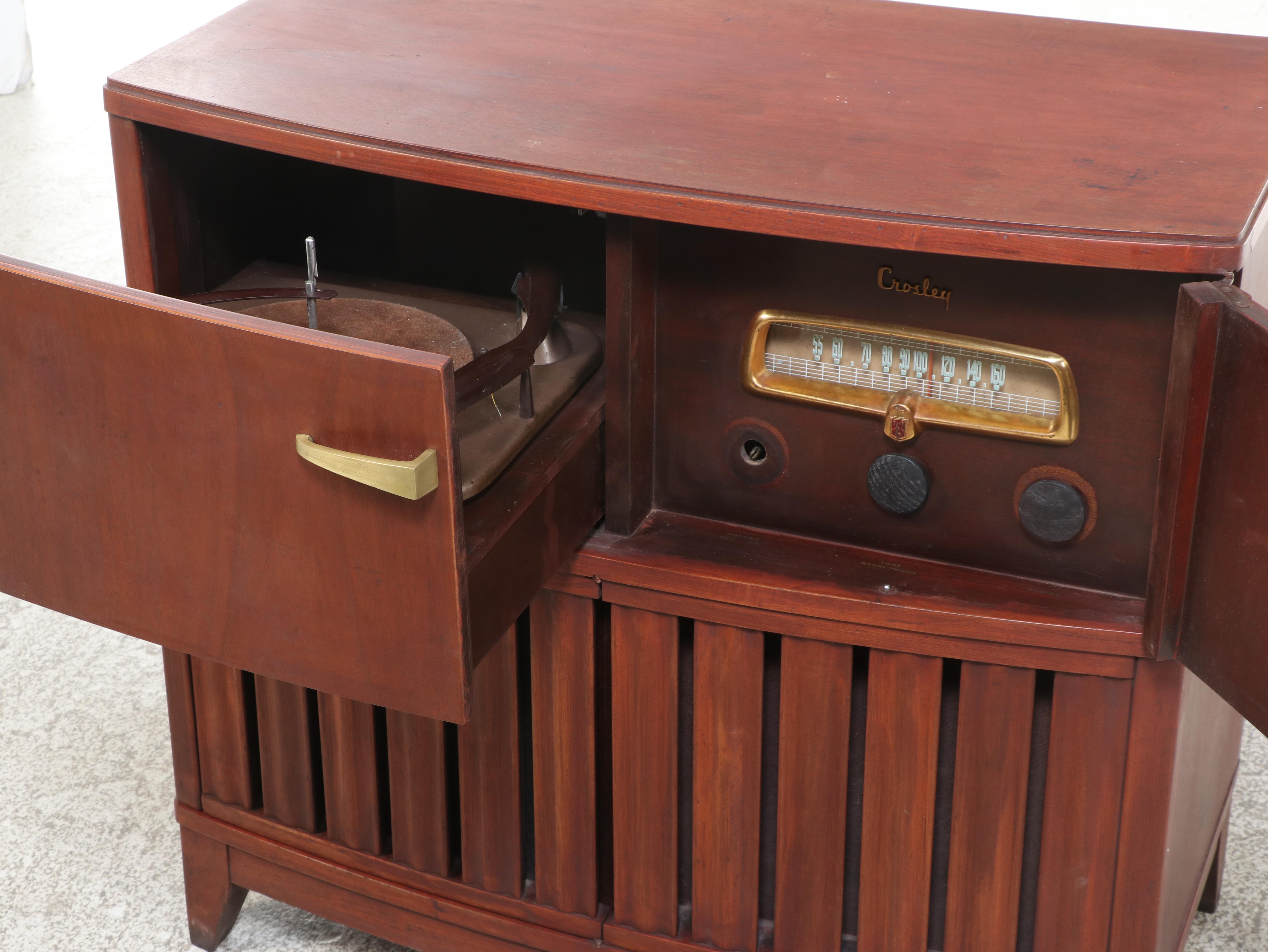 Regency Style Mahogany Cabinet with Crosley Radio and Turntable