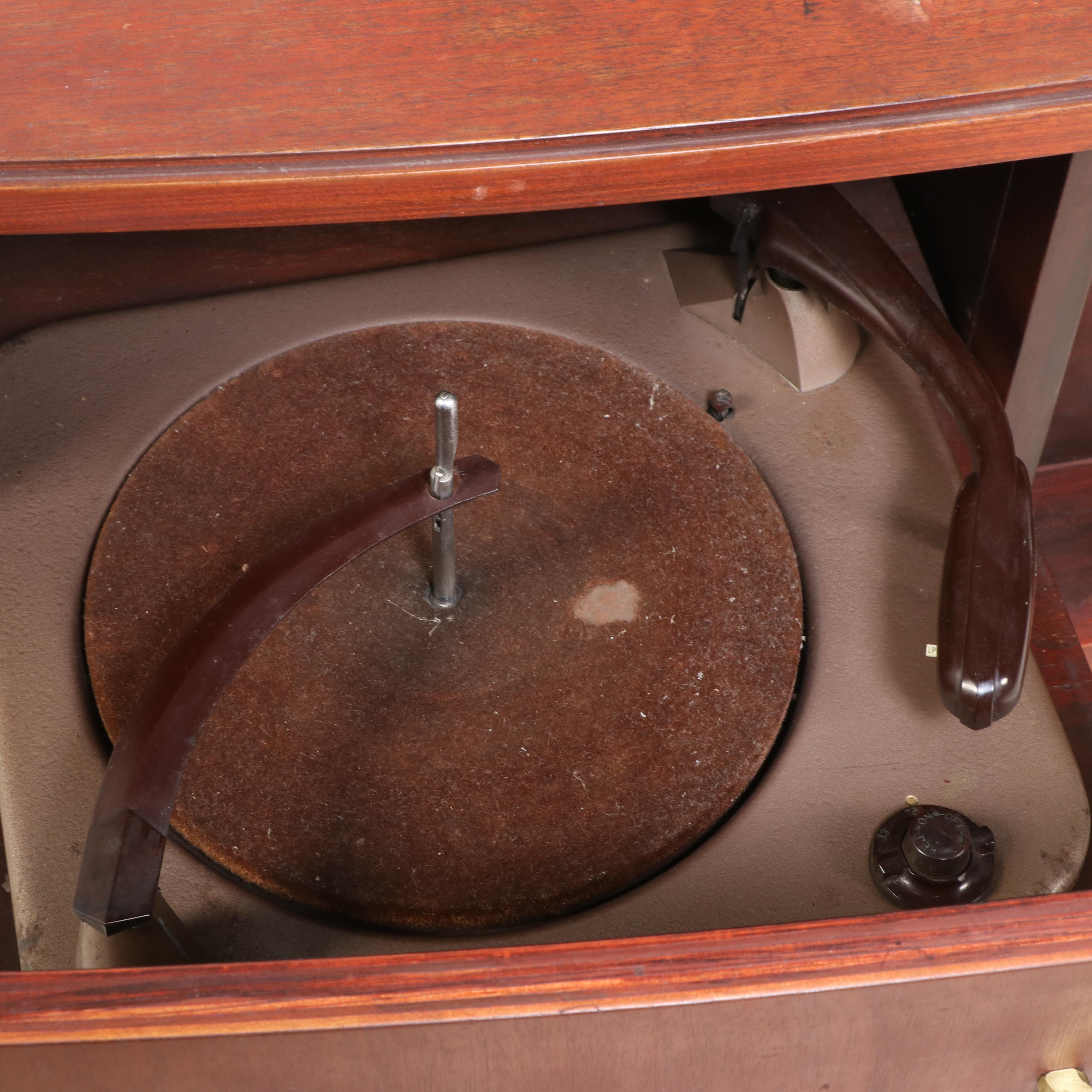 Regency Style Mahogany Cabinet with Crosley Radio and Turntable
